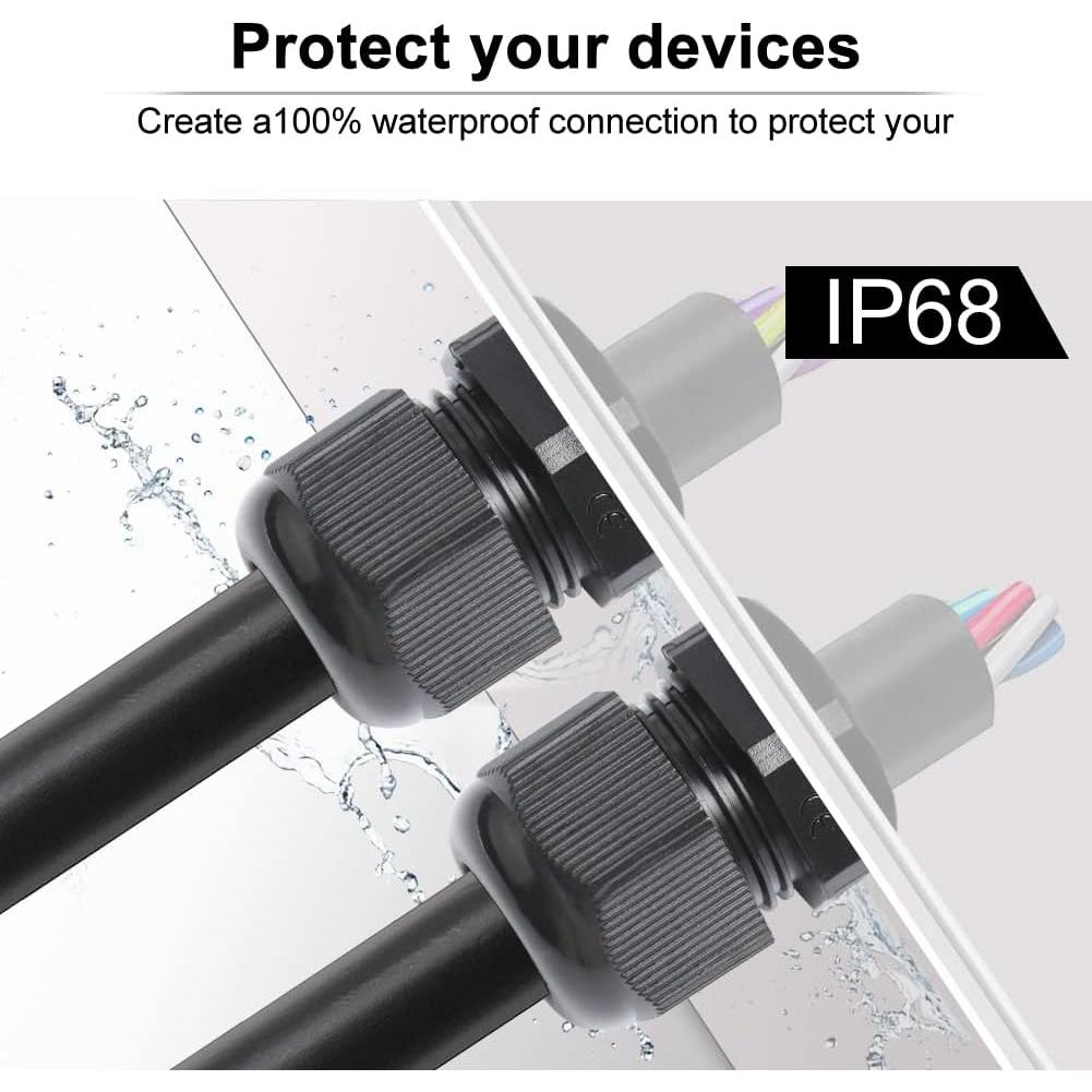 Entradas de Cable 3/4" NPT AIRIC 6 Pcs Nylon IP68 Impermeable