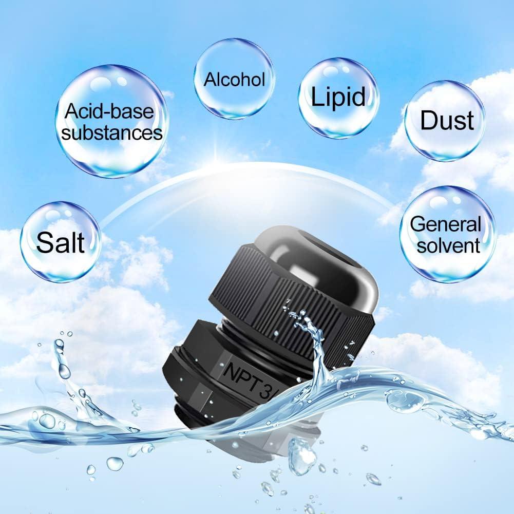 Entradas de Cable 3/4" NPT AIRIC 6 Pcs Nylon IP68 Impermeable