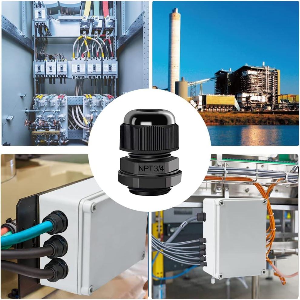 Entradas de Cable 3/4" NPT AIRIC 6 Pcs Nylon IP68 Impermeable