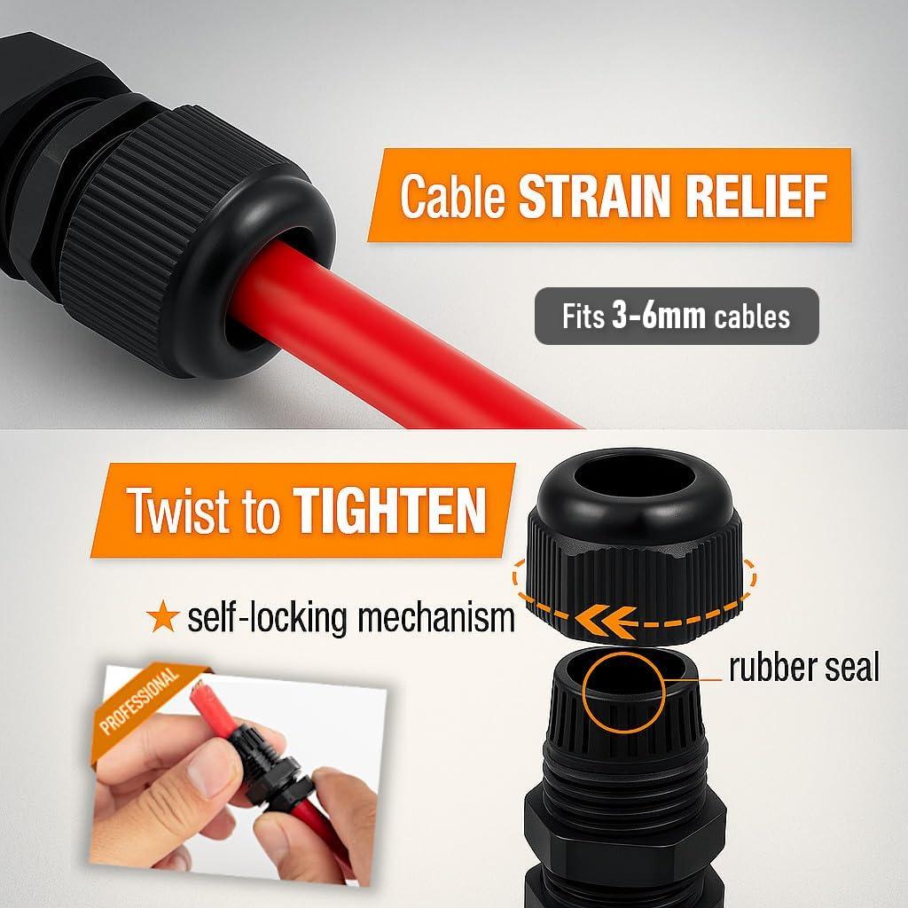 Grommet de Nylon MGI 1/4" NPT Paquete de 5 Resistente al Agua