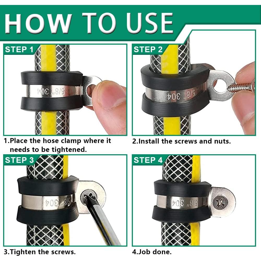 Kit de 110 Abrazaderas de Cable Aisladas OURU - Acero Inoxidable