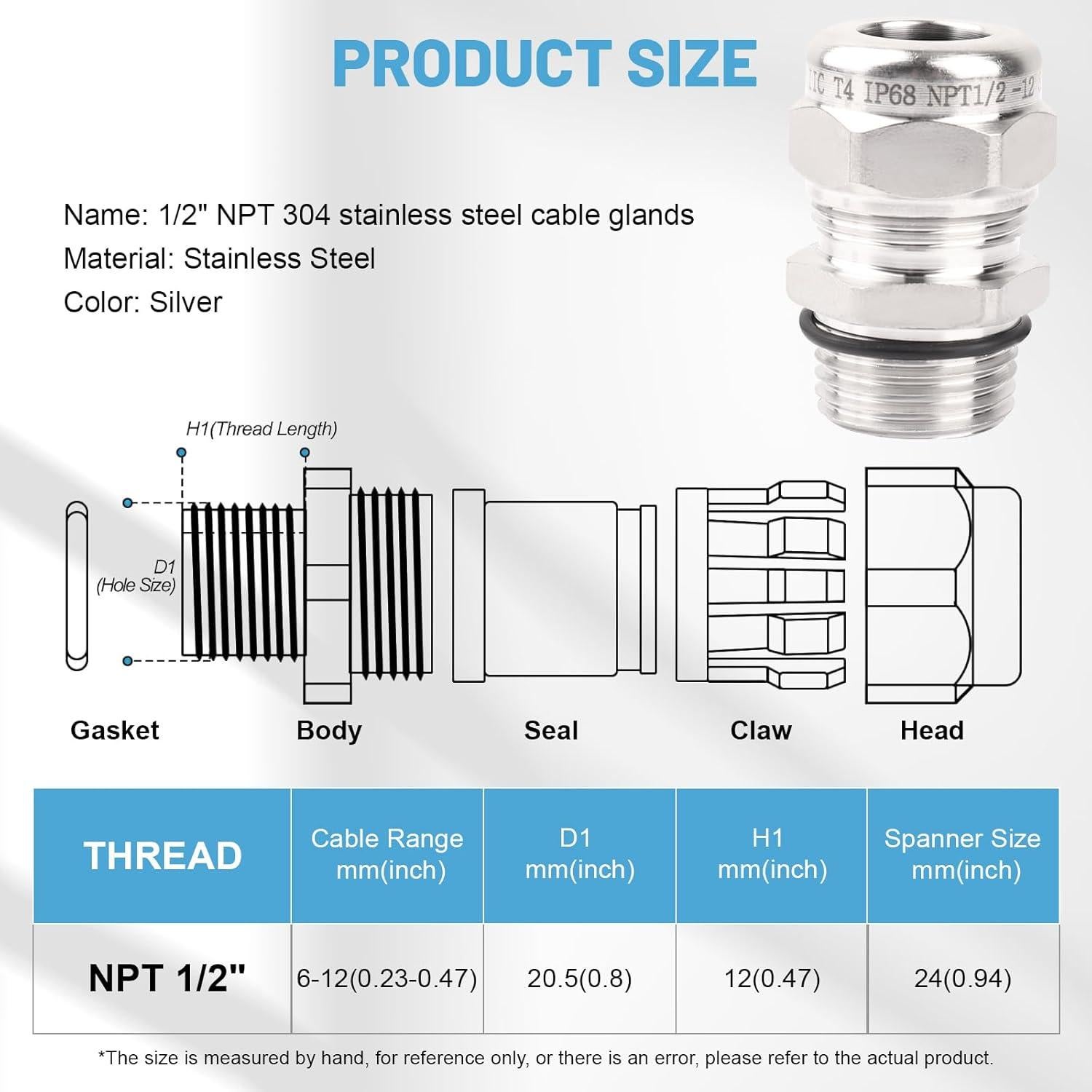 Abrazadera de Cable de Acero Inoxidable EINDER IP68 6-12mm - 2 Pcs