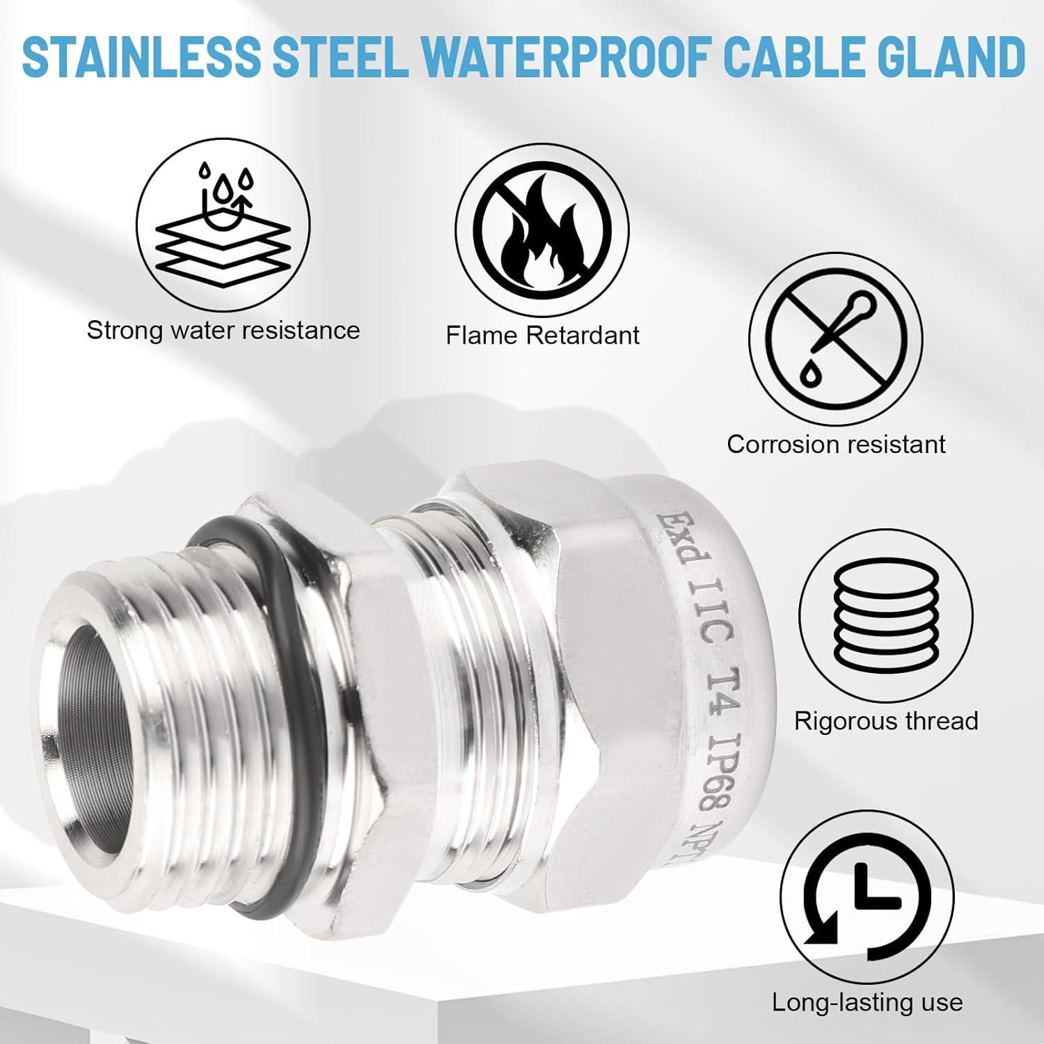 Abrazadera de Cable de Acero Inoxidable EINDER IP68 6-12mm - 2 Pcs