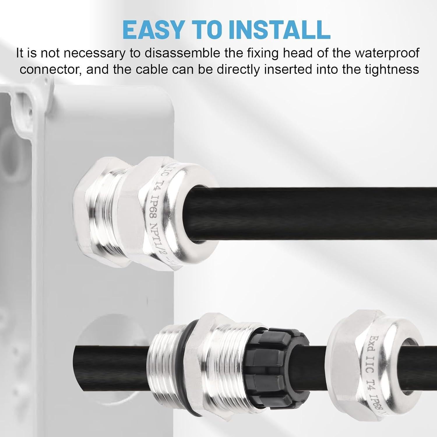 Abrazadera de Cable de Acero Inoxidable EINDER IP68 6-12mm - 2 Pcs