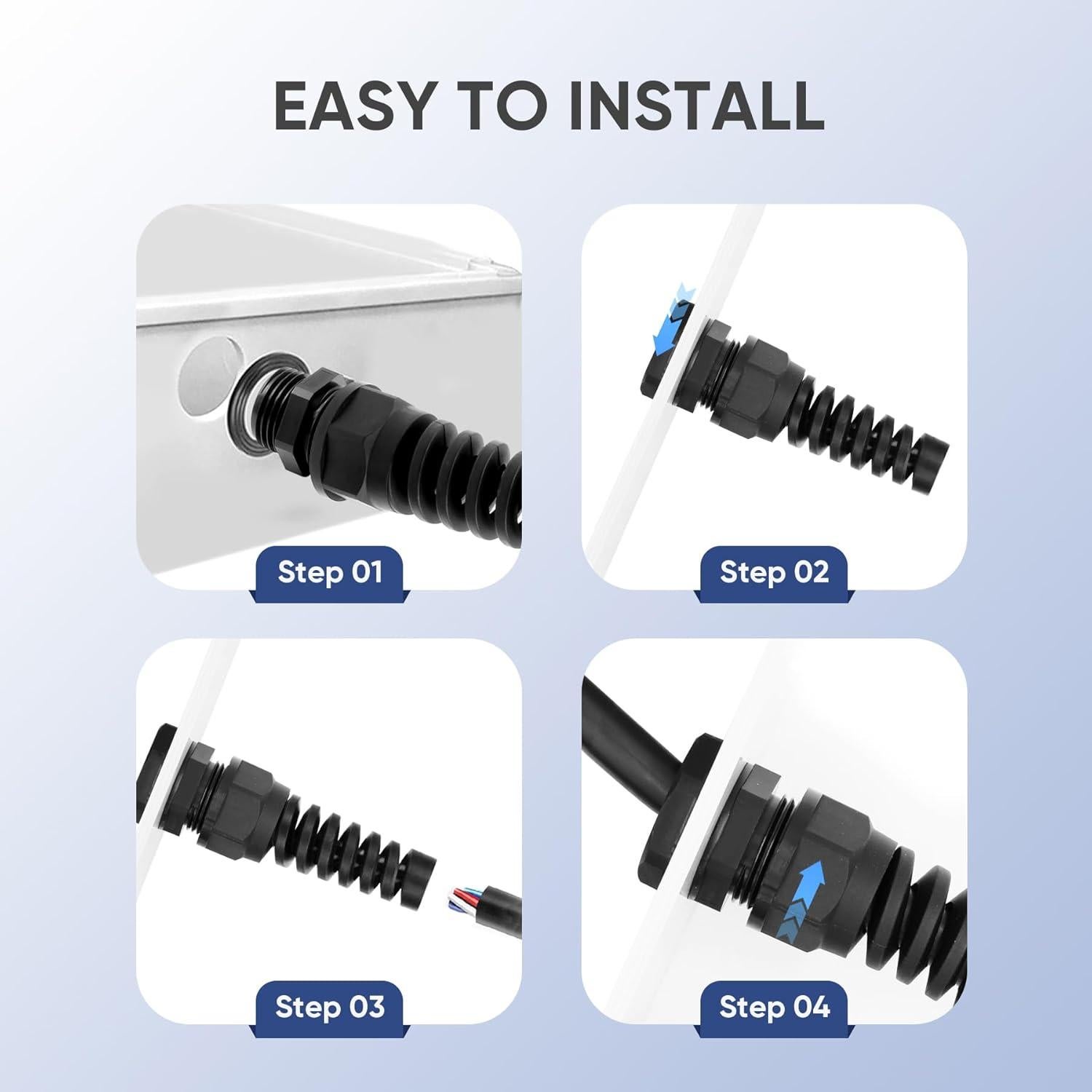 Conector de Alivio de Tensión LISTENJIALE NPT 1/2" 2 Pcs Negro