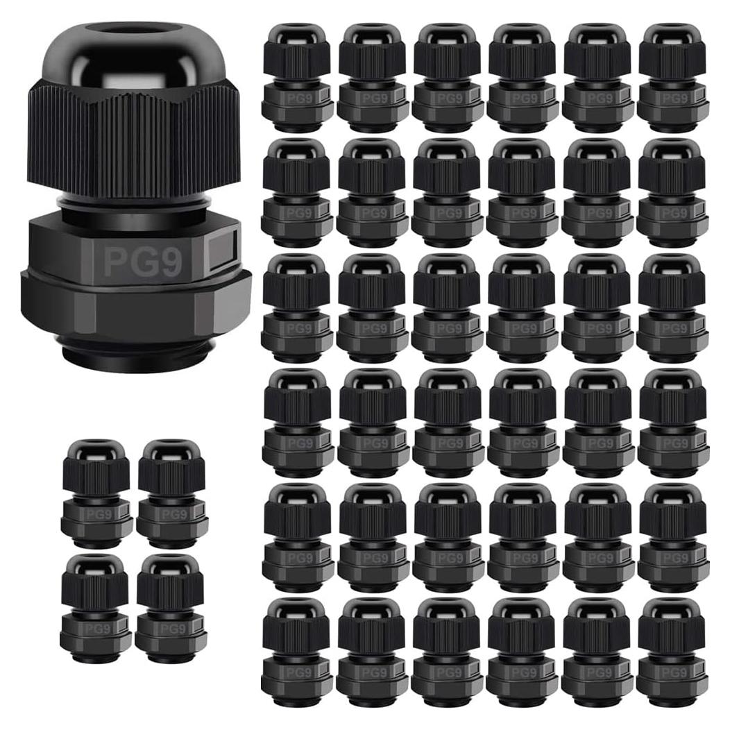 Cable Gland PG9 Impermeable Ajustable 4-8mm Gebildet - 40 Pcs