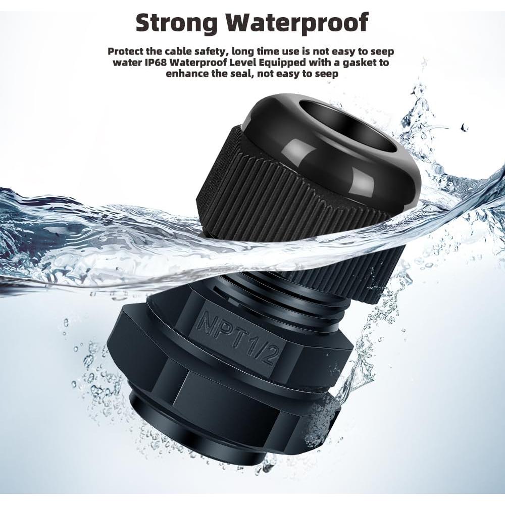 Conector de Cable NPT 12 Piezas IP68 Nylon PA66
