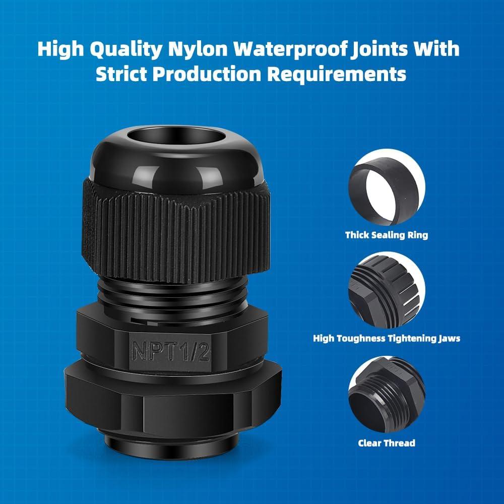 Conector de Cable NPT 12 Piezas IP68 Nylon PA66