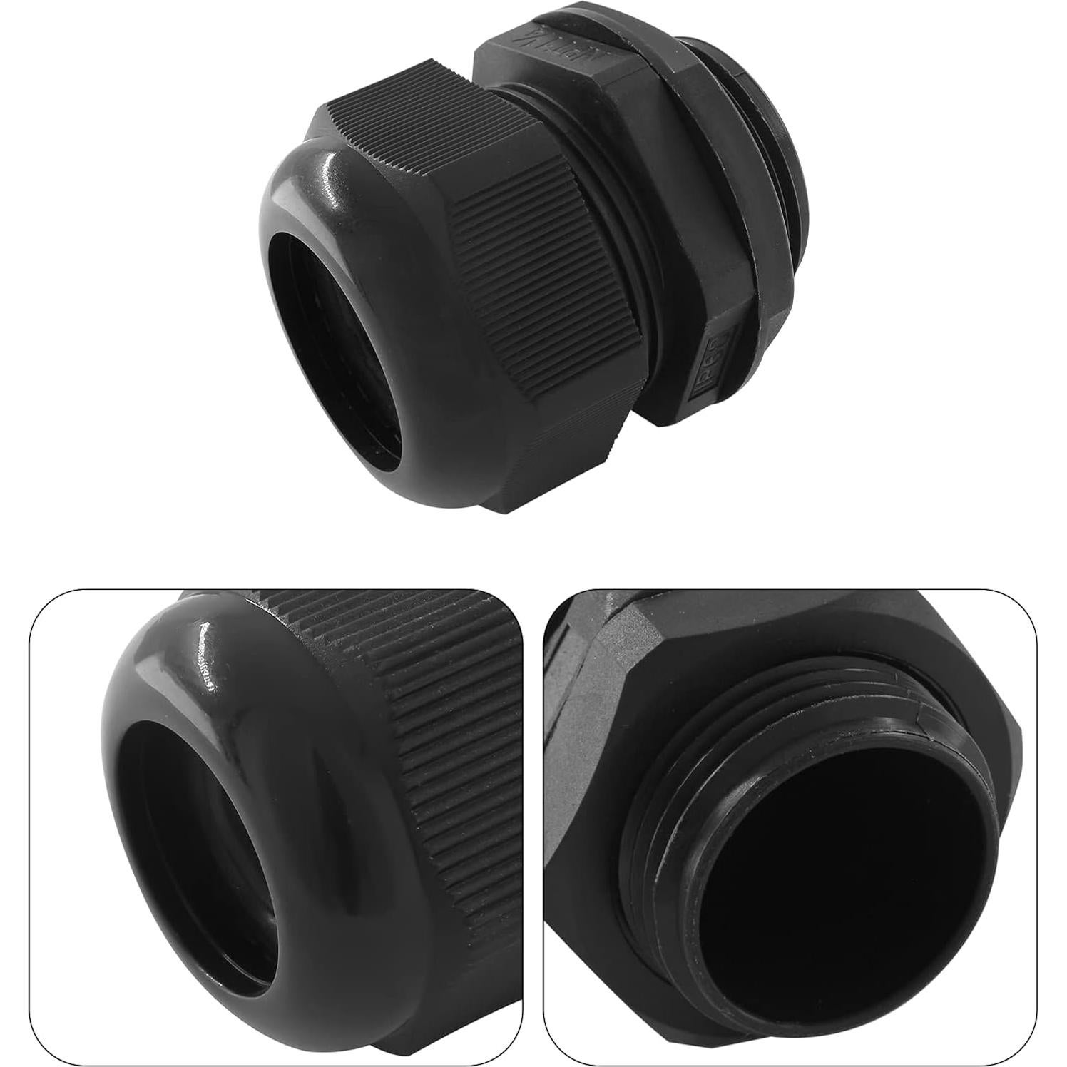 Paquete de 2 Glands NPT 32 mm Negro Conectores Impermeables