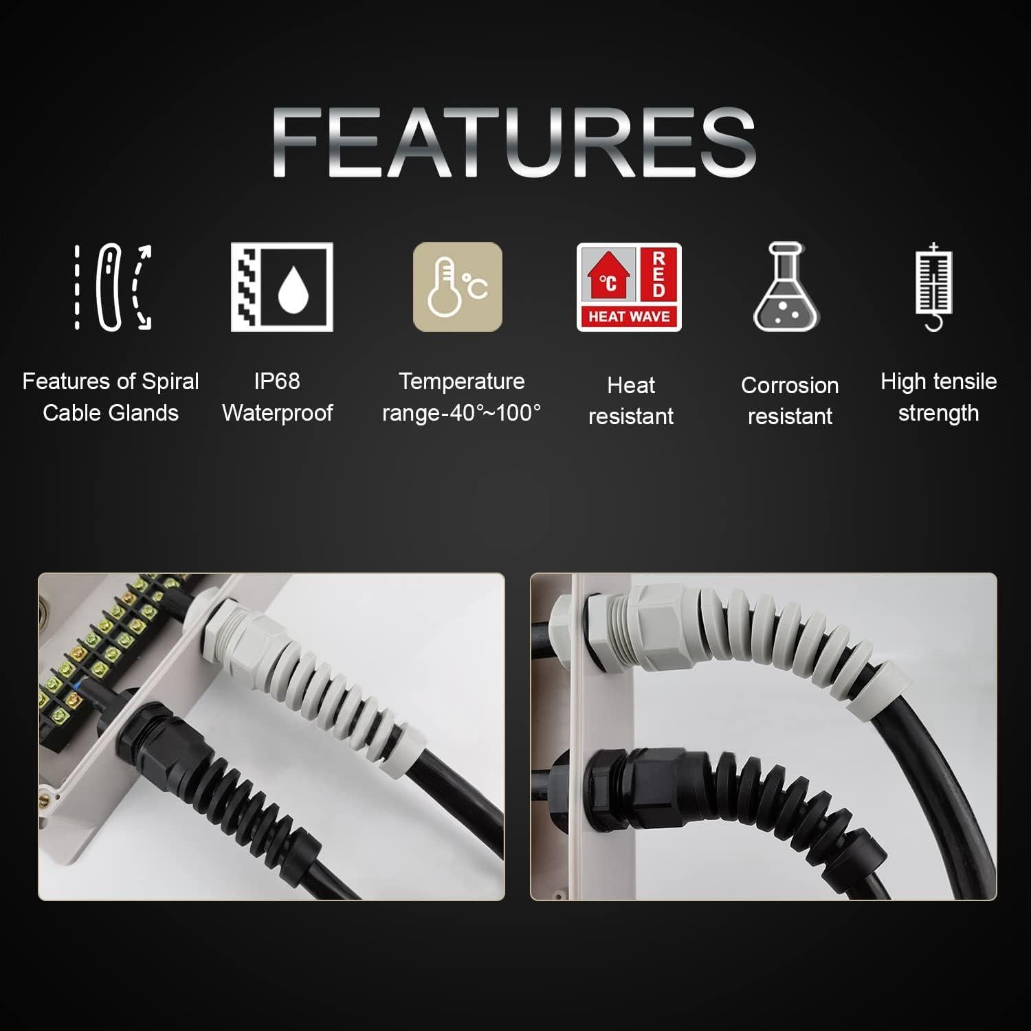 LeMotech 10 Piezas Glandes de Cable NPT 3/8" IP68 Nylon Gris