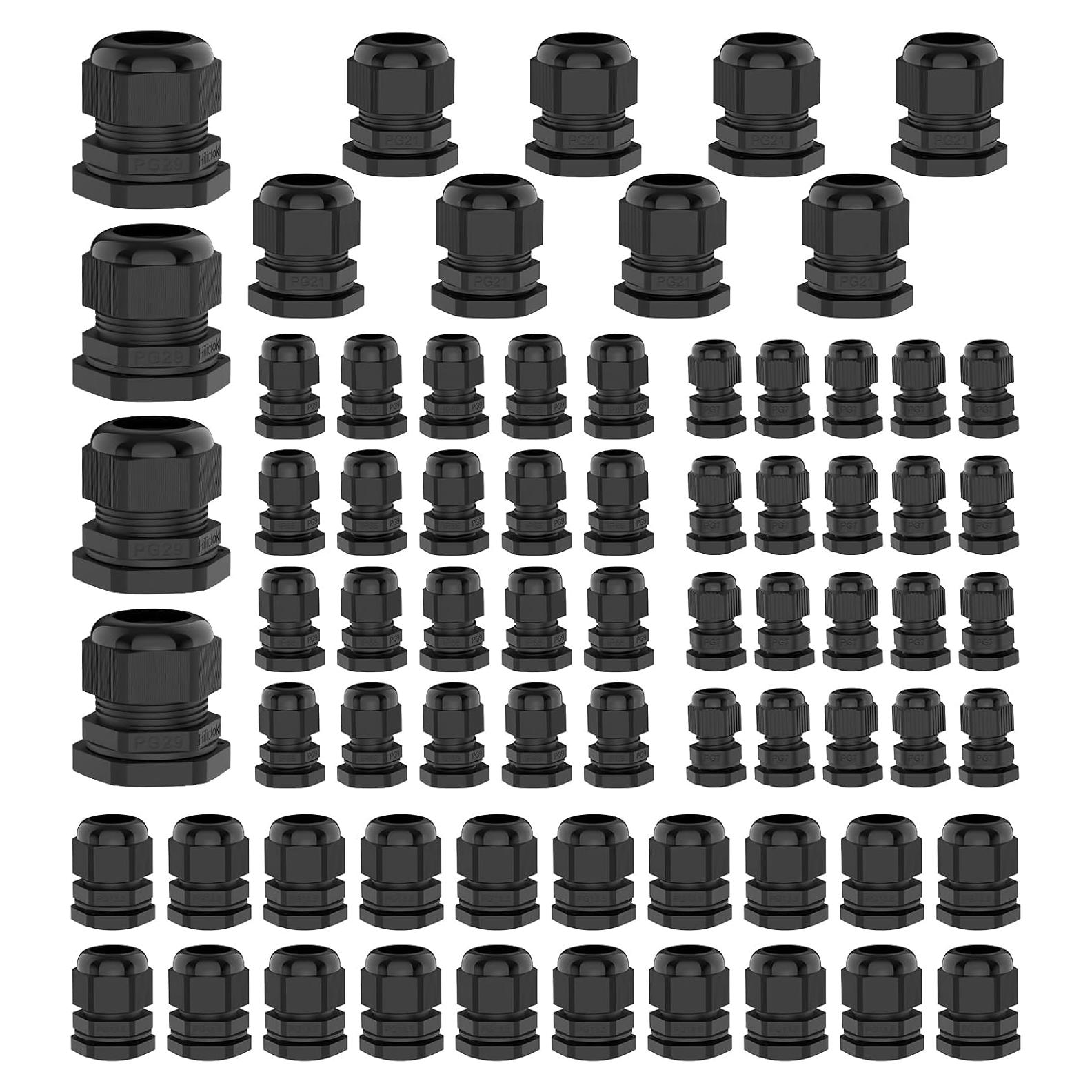 Kit de 72 Conectores de Cable Impermeables Hilictokt PG7 NPT