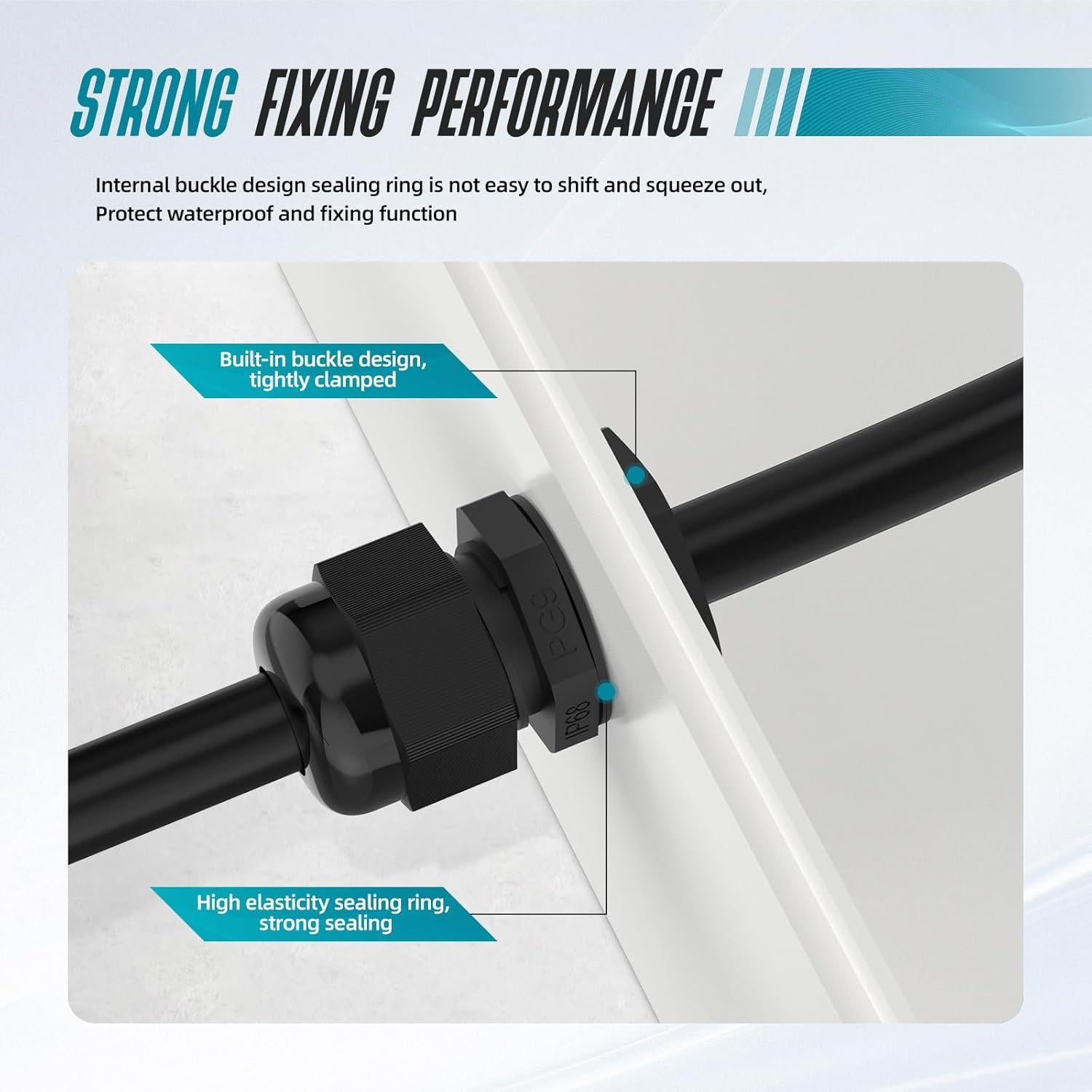 Kit de 72 Conectores de Cable Impermeables Hilictokt PG7 NPT