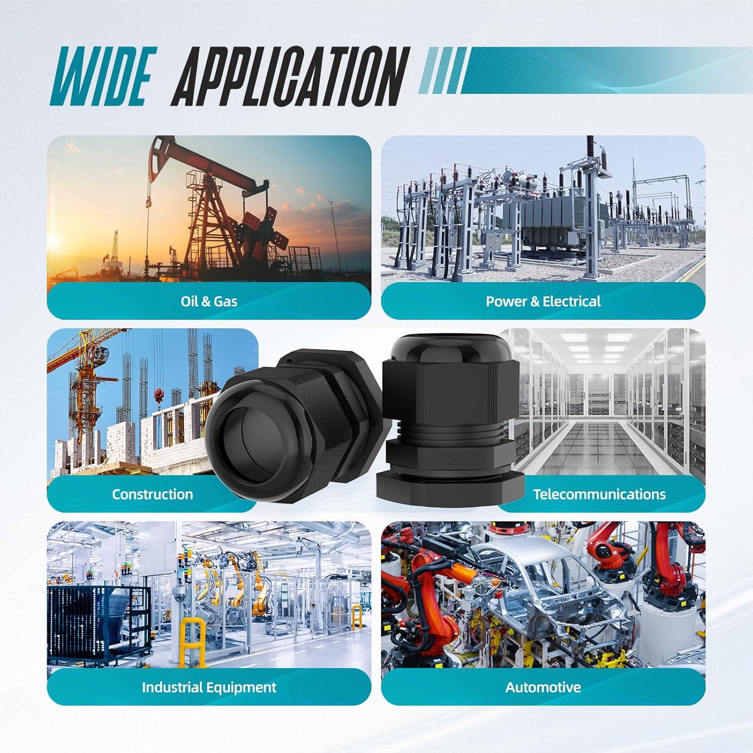 Kit de 72 Conectores de Cable Impermeables Hilictokt PG7 NPT