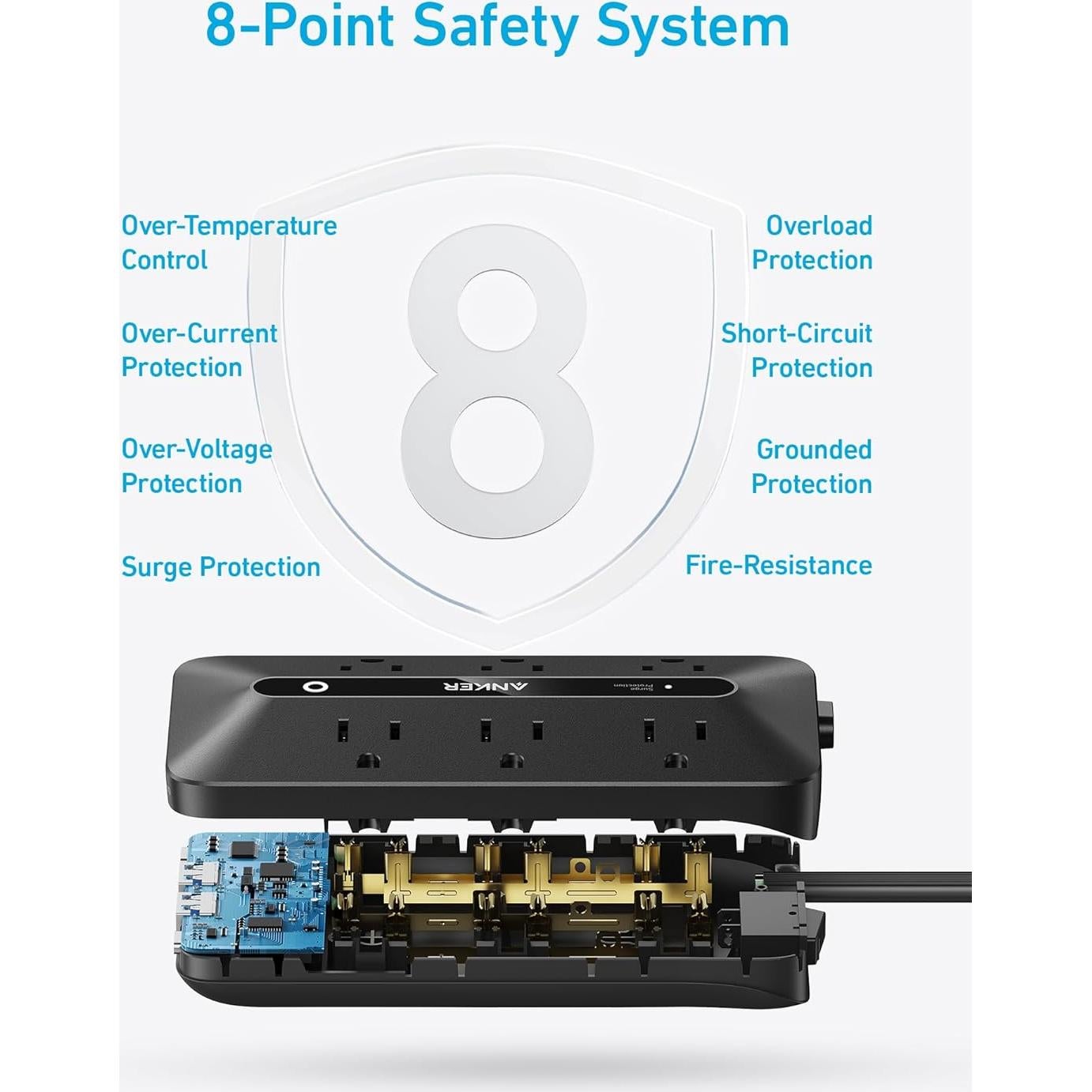 Regleta de Enchufes Anker 10-en-1 con USB y Cable 1.5m