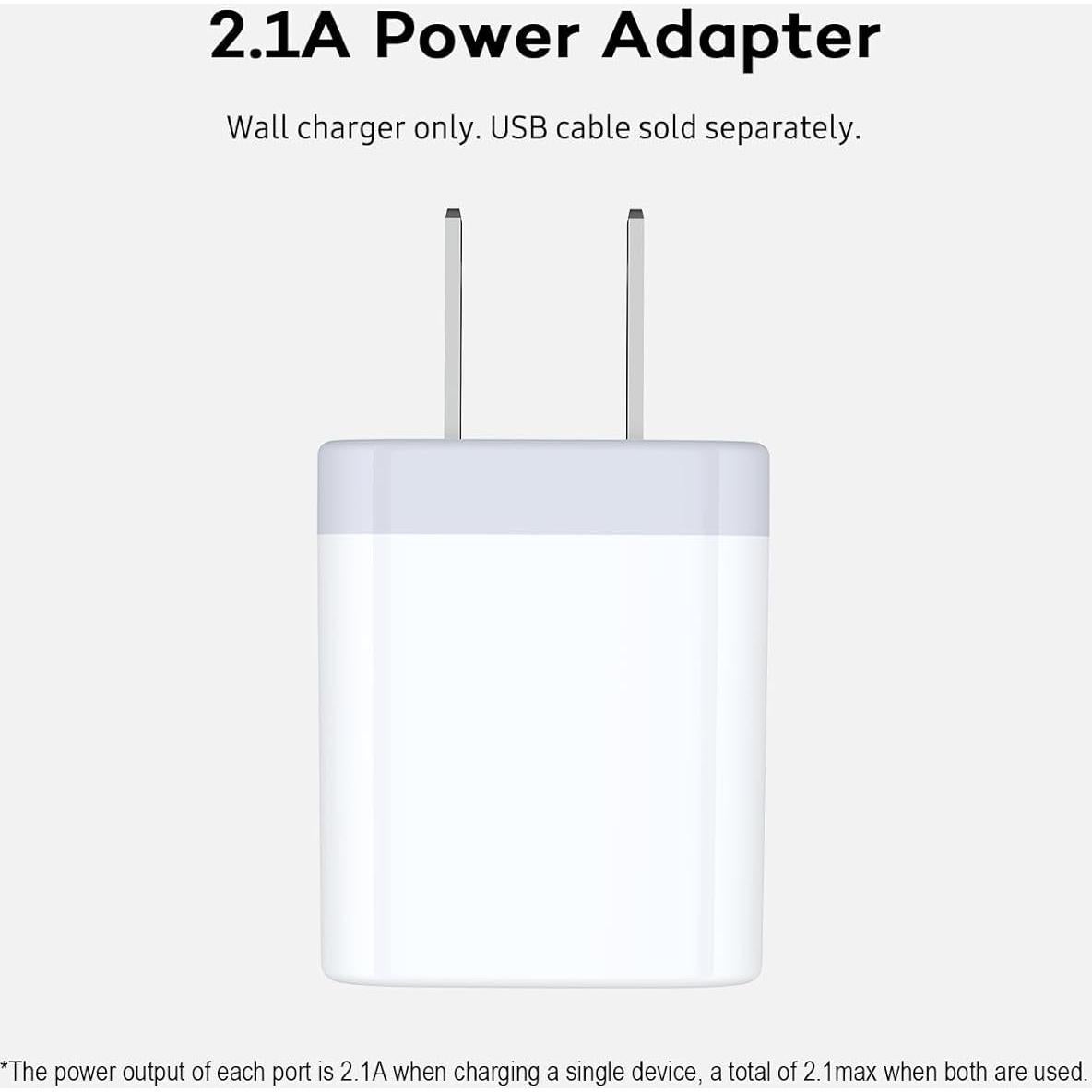 Cargador de Pared USB AILKIN Doble Puerto 2.1A Blanco - Paquete de 2