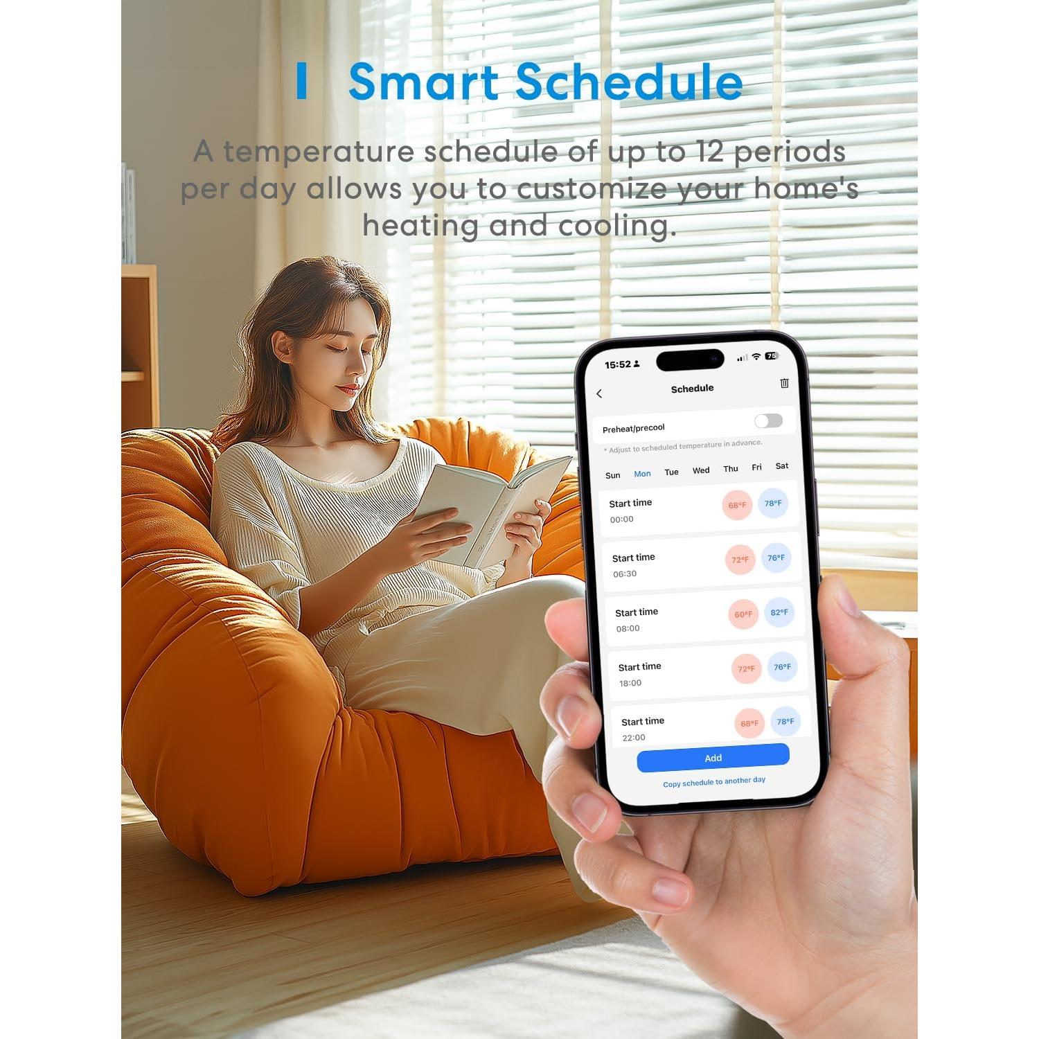Termostato Inteligente Meross MTS300 WiFi 24V Control por App