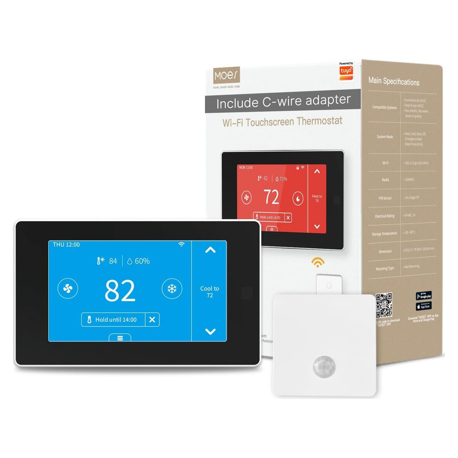 Termostato Inteligente WiFi MoesGo Programable con Sensor