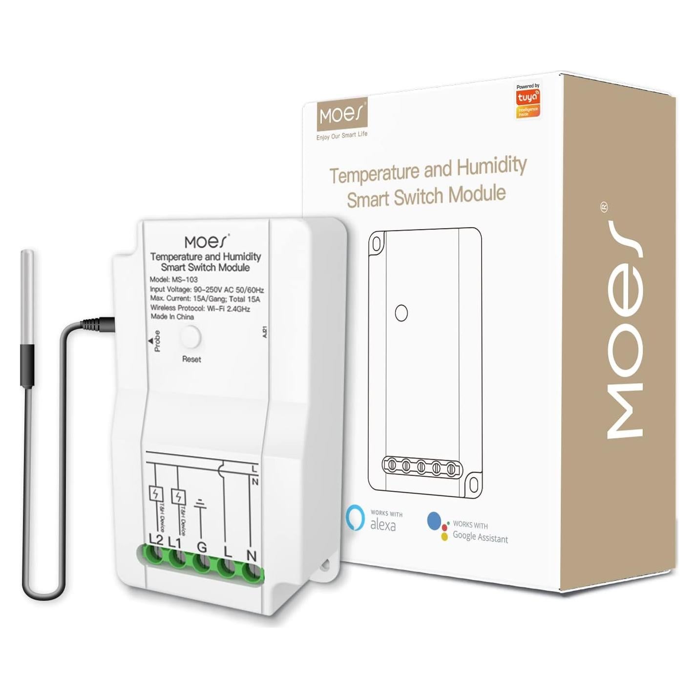 Módulo Interruptor Temperatura WiFi MOES WM-103T con Sonda