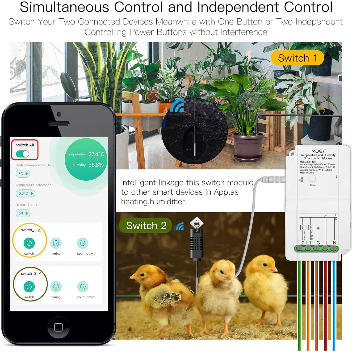 Módulo Interruptor Temperatura WiFi MOES WM-103T con Sonda