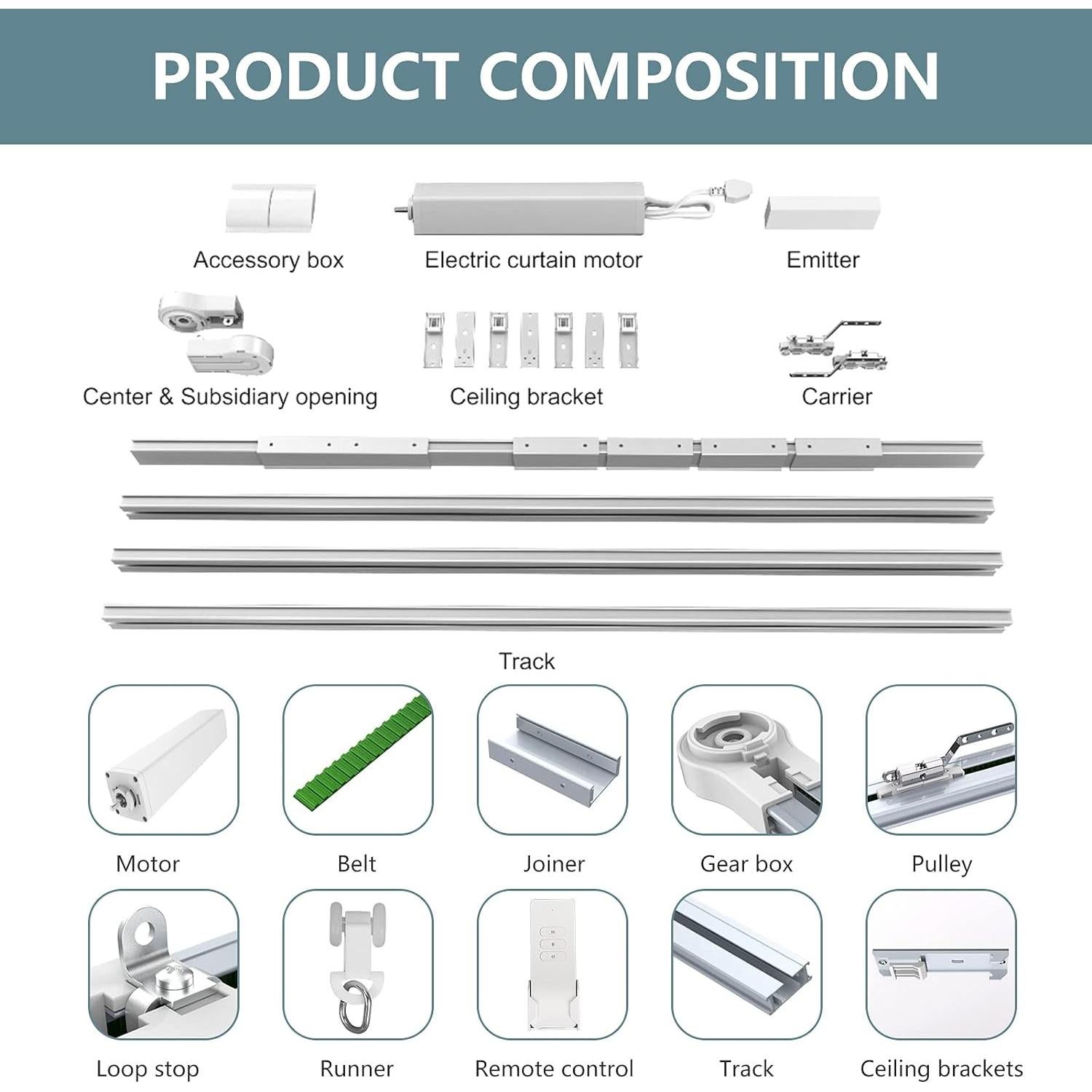 Cortina Eléctrica Motorizada LAKAGA 2.2m Control Remoto