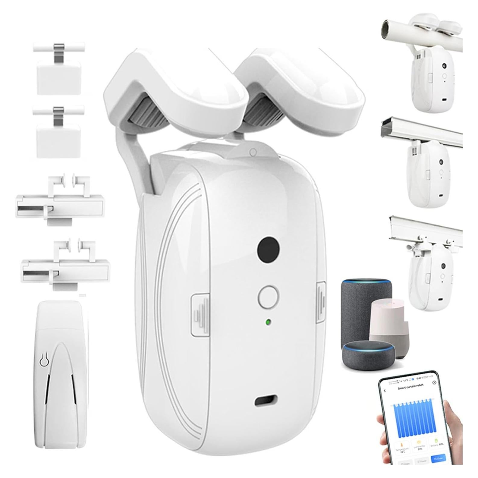 Apertura Automática Cortinas Inteligente OUGETHER - Control Remoto App, Voz, Sensor Luz