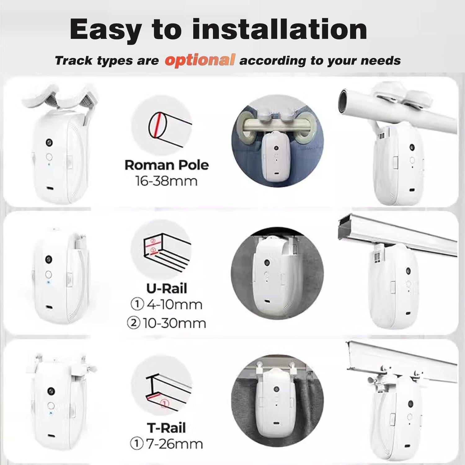 Apertura Automática Cortinas Inteligente OUGETHER - Control Remoto App, Voz, Sensor Luz