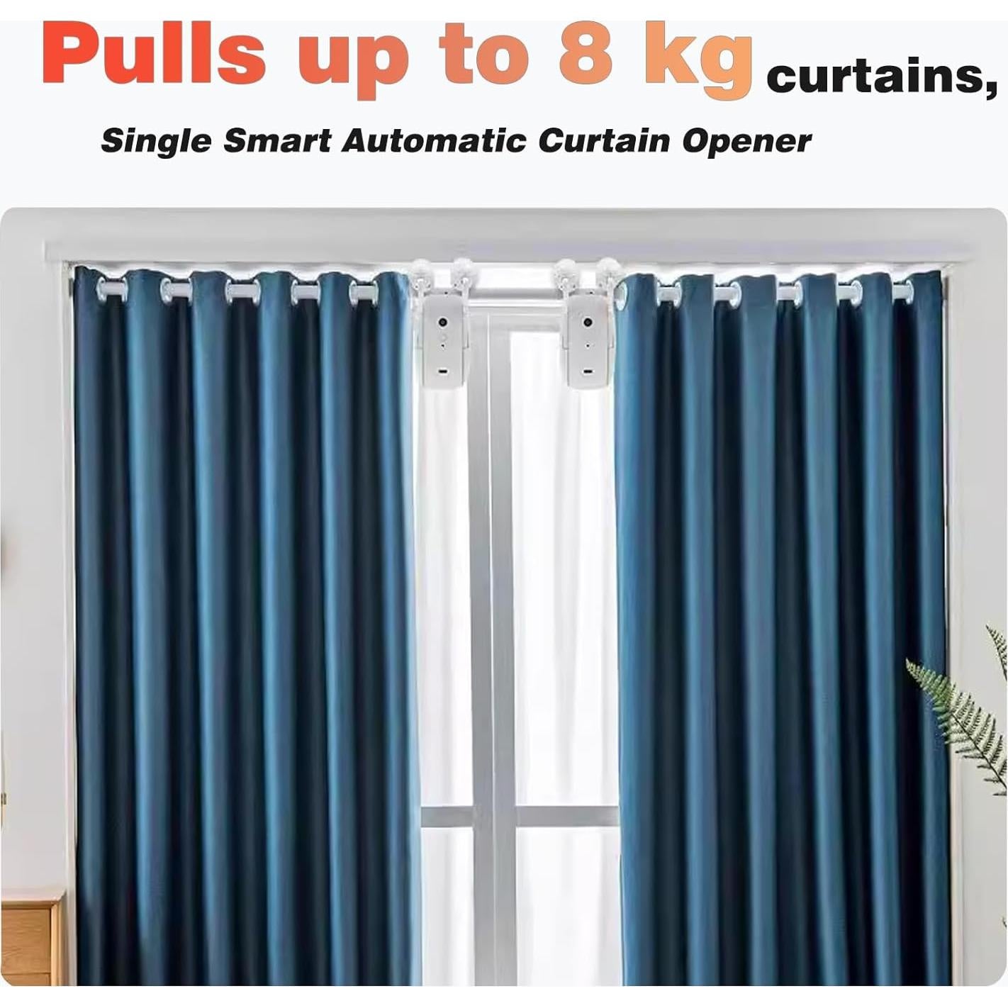 Apertura Automática Cortinas Inteligente OUGETHER - Control Remoto App, Voz, Sensor Luz