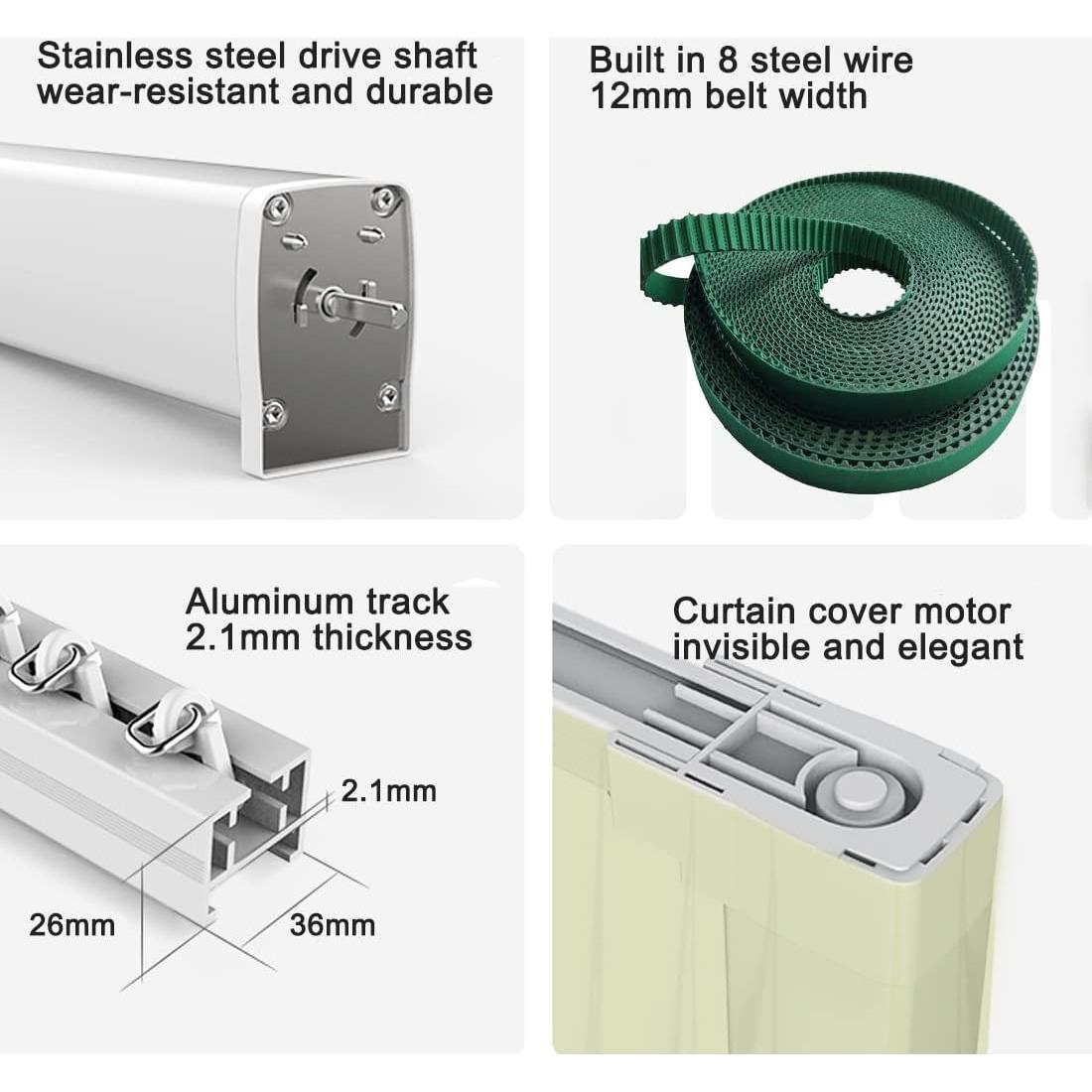 Cortinas Inteligentes Eléctricas Chshn 218.44 cm Control Remoto