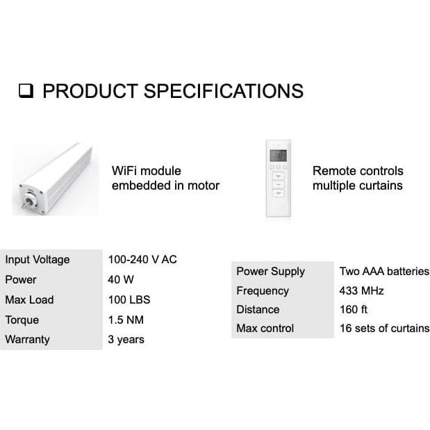 Sistema de Cortinas Inteligente American Homesupplier 6.1m WiFi