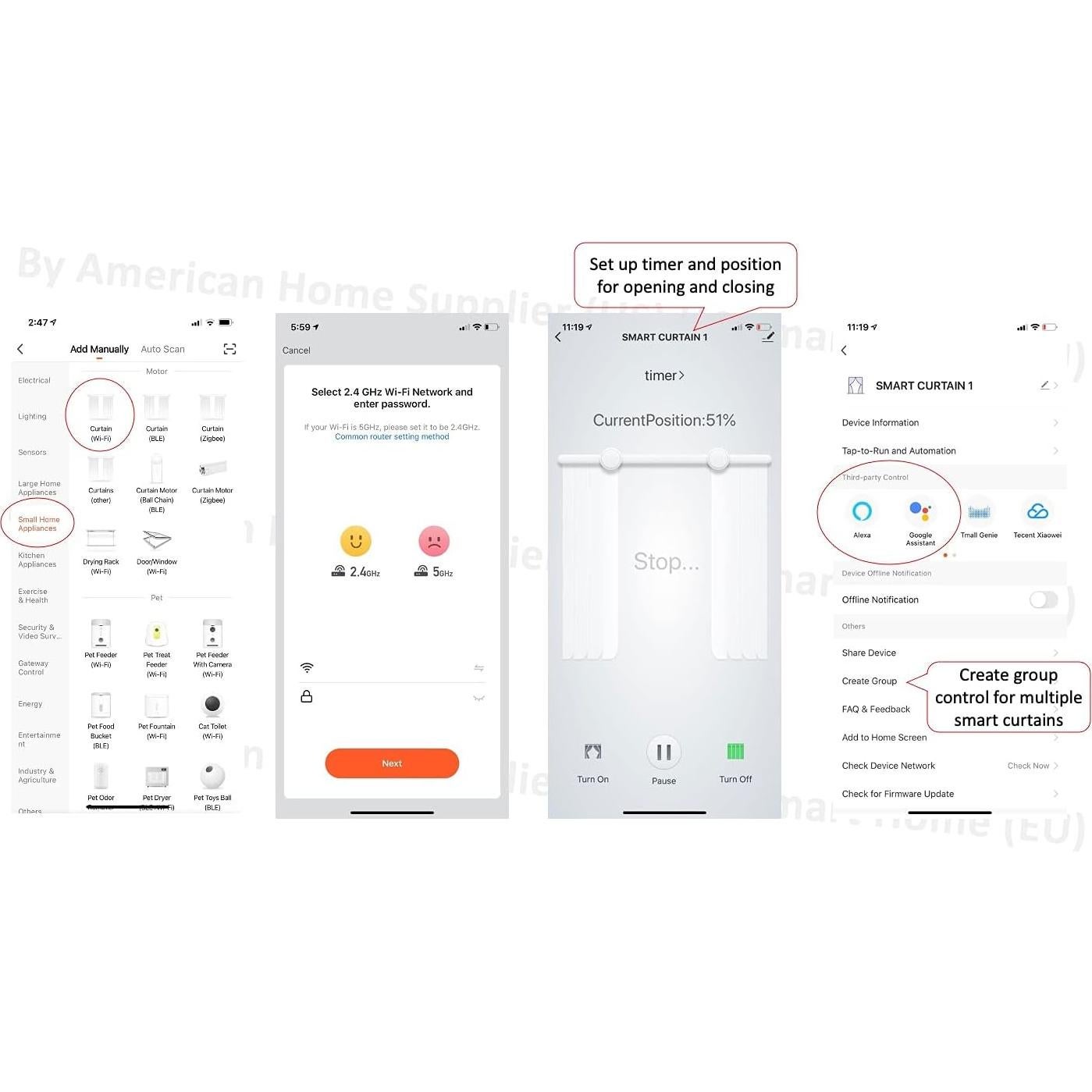 Sistema de Cortinas Inteligente American Homesupplier 6.1m WiFi