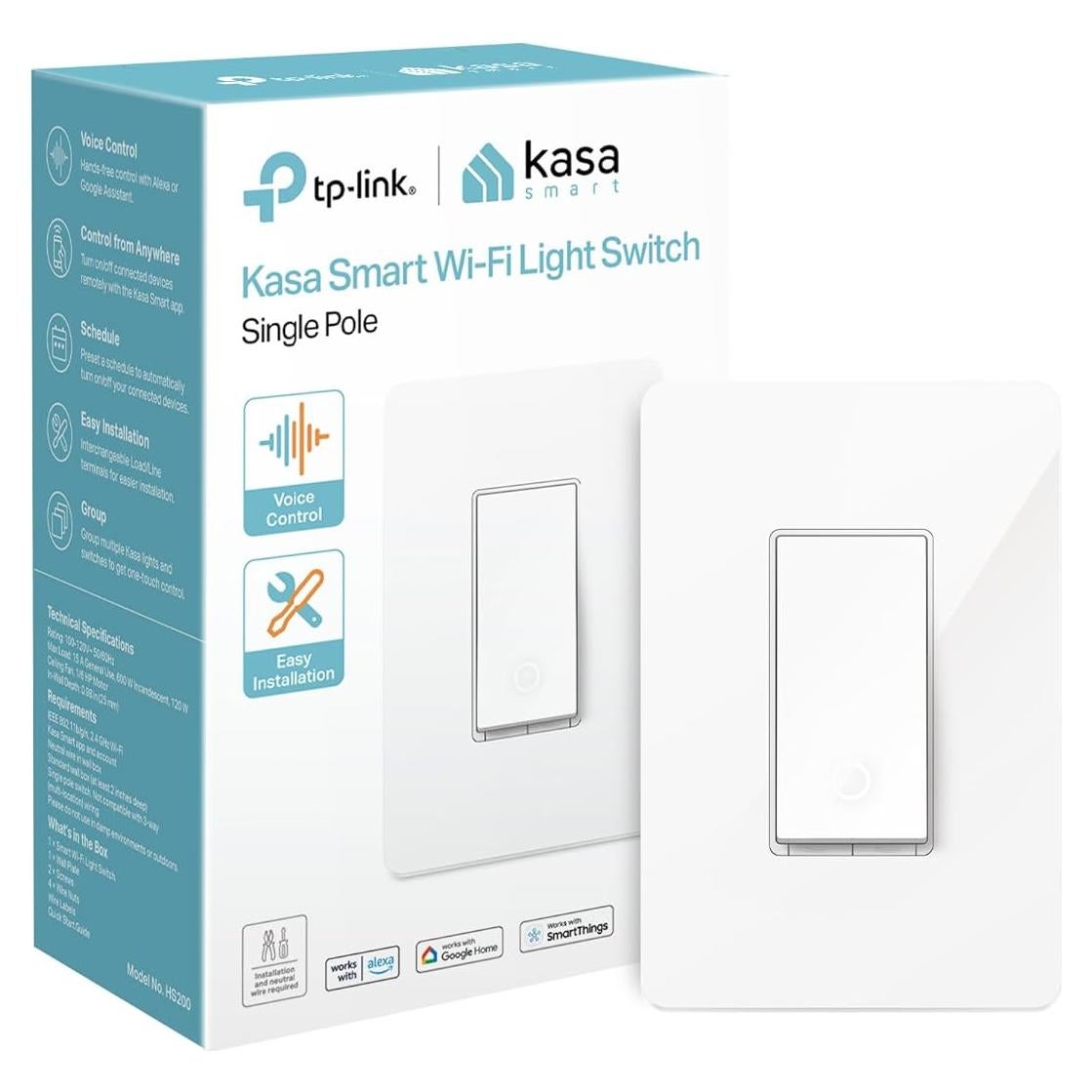 Interruptor de Luz Inteligente Kasa HS200 Blanco Wi-Fi 2.4GHz