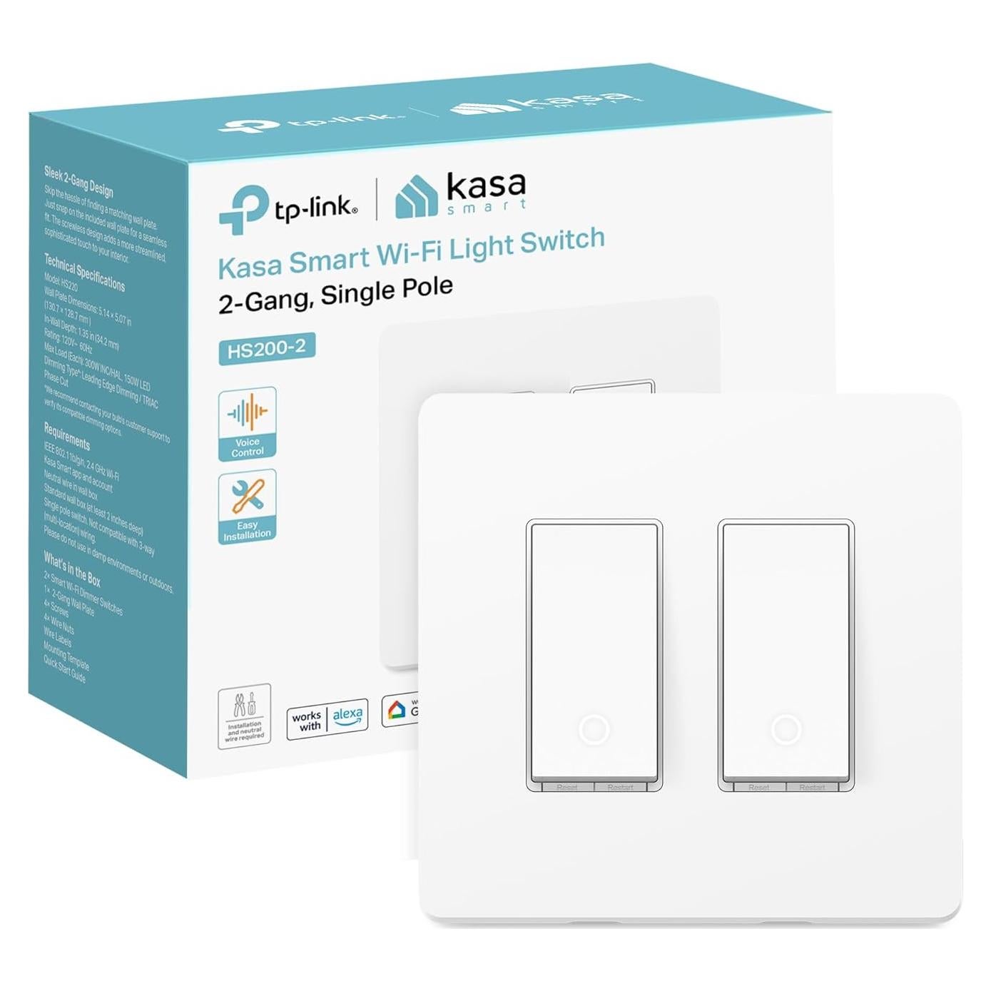 Interruptor Inteligente Kasa TP-Link HS200-2 Blanco 2-Gang