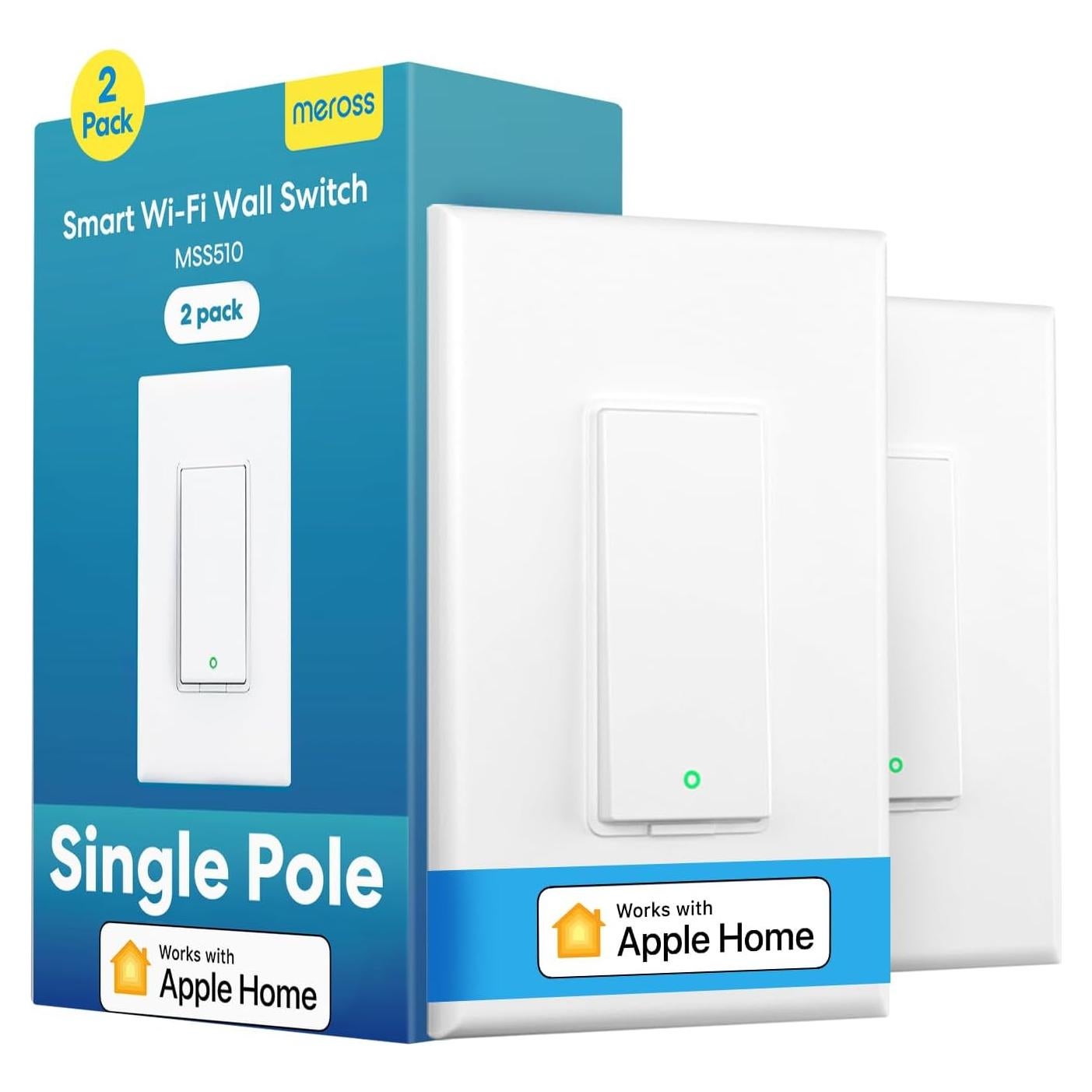 Interruptor de Luz Inteligente Meross WiFi 2 Unidades Control Voz