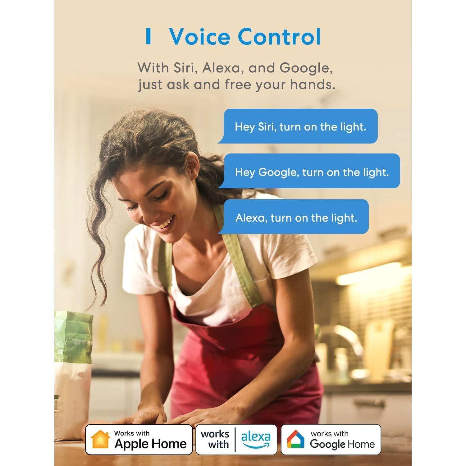 Interruptor de Luz Inteligente Meross WiFi 2 Unidades Control Voz