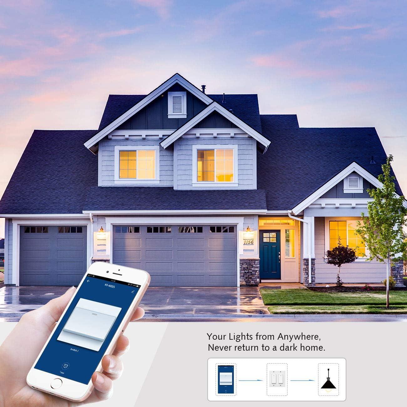 Interruptor de Luz Inteligente Lesim 2 Gang WiFi Control Remoto