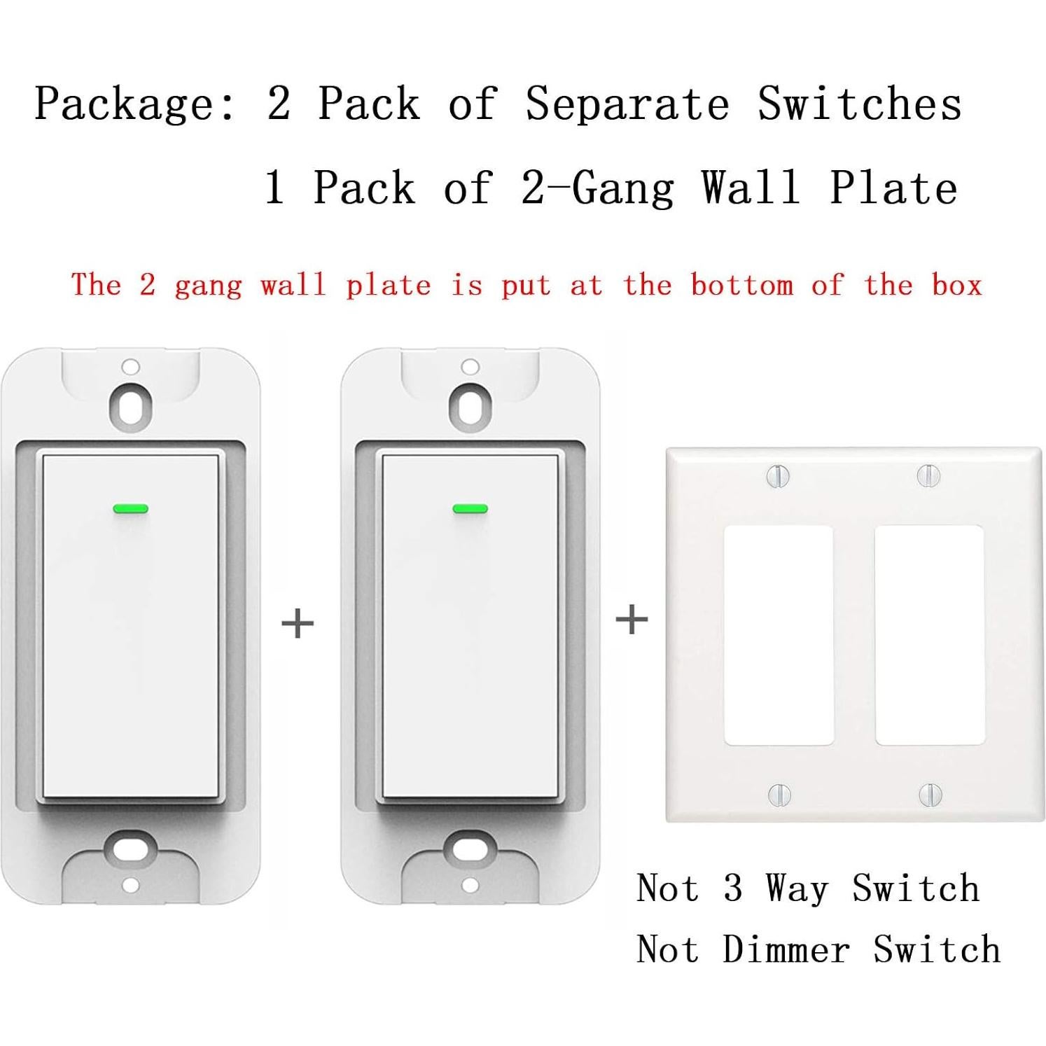 Interruptor de Luz Inteligente Lesim 2 Gang WiFi Control Remoto