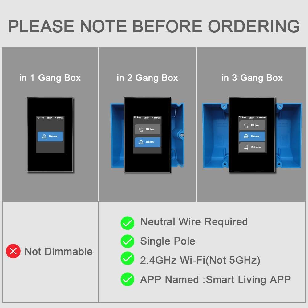 Interruptor de Luz Inteligente LANBON L8-HS Negro WiFi 2.4GHz