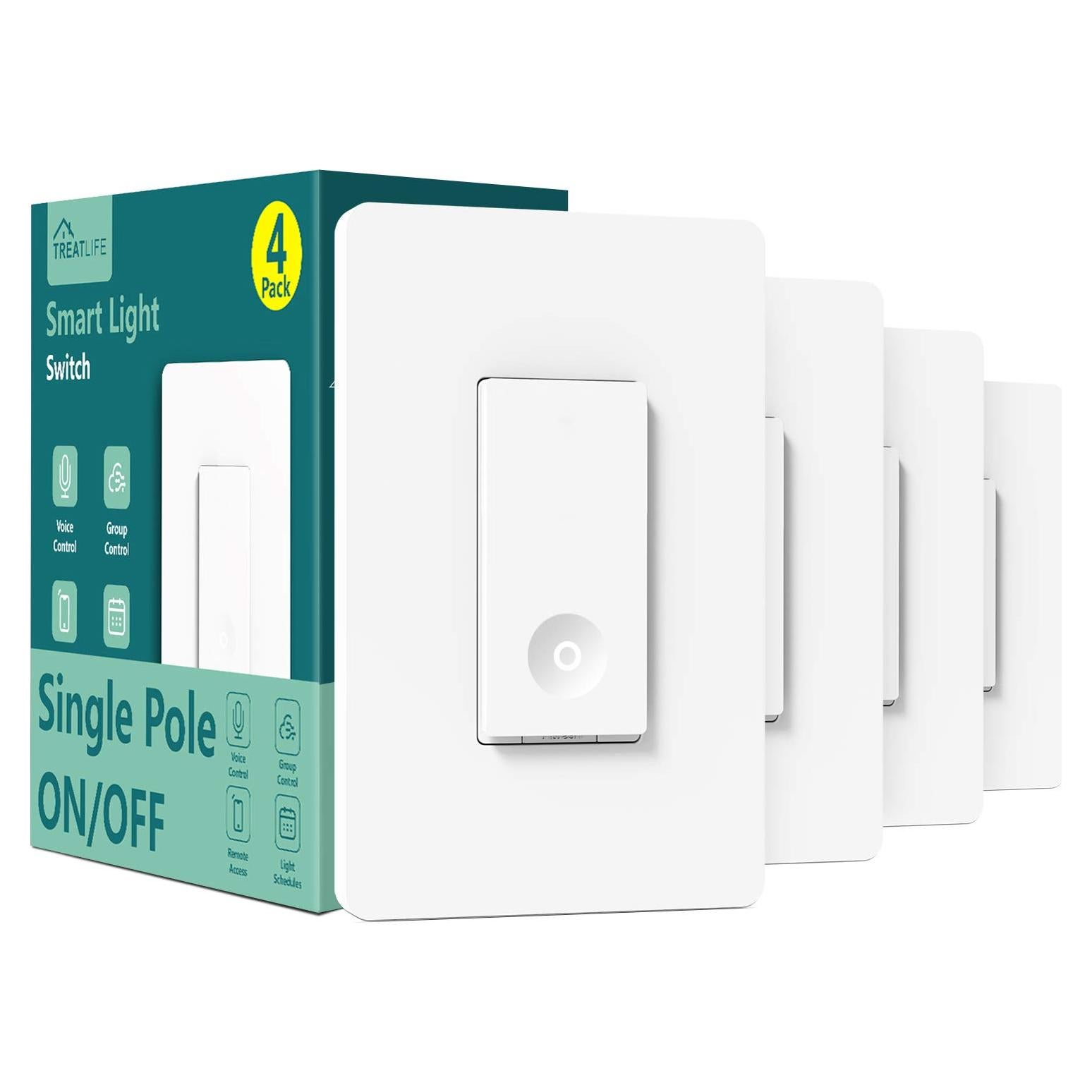 Interruptor Inteligente TREATLIFE WiFi 2.4GHz Paquete de 4