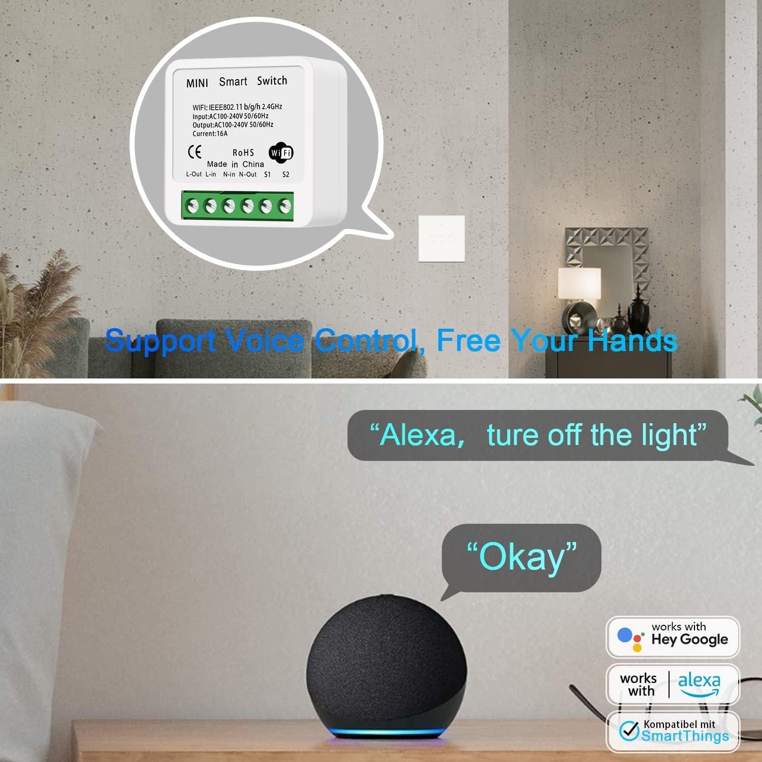 Interruptor de Luz Inteligente WiFi Bkiyougo 4 Paquete 16A