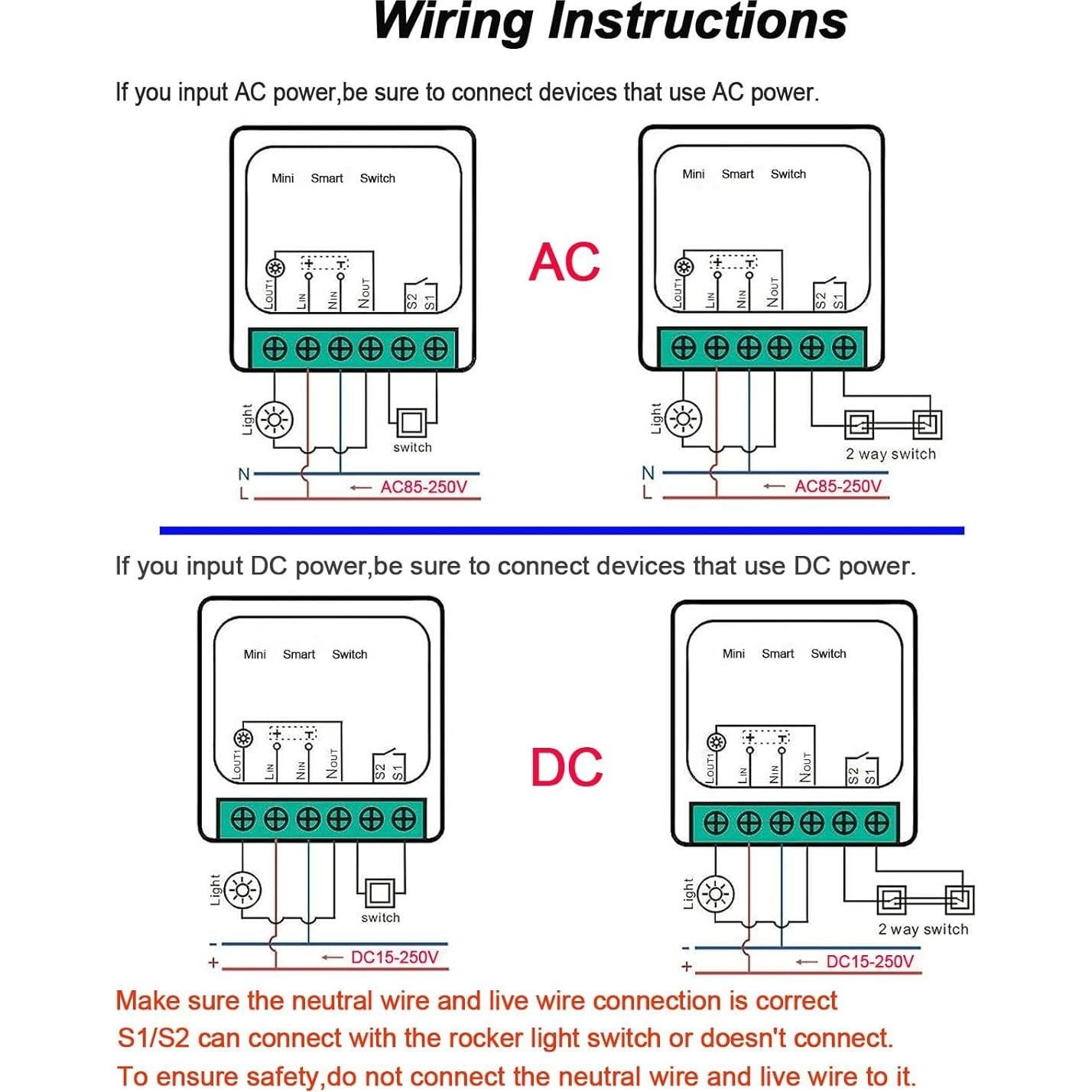 Interruptor de Luz Inteligente WiFi Bkiyougo 4 Paquete 16A