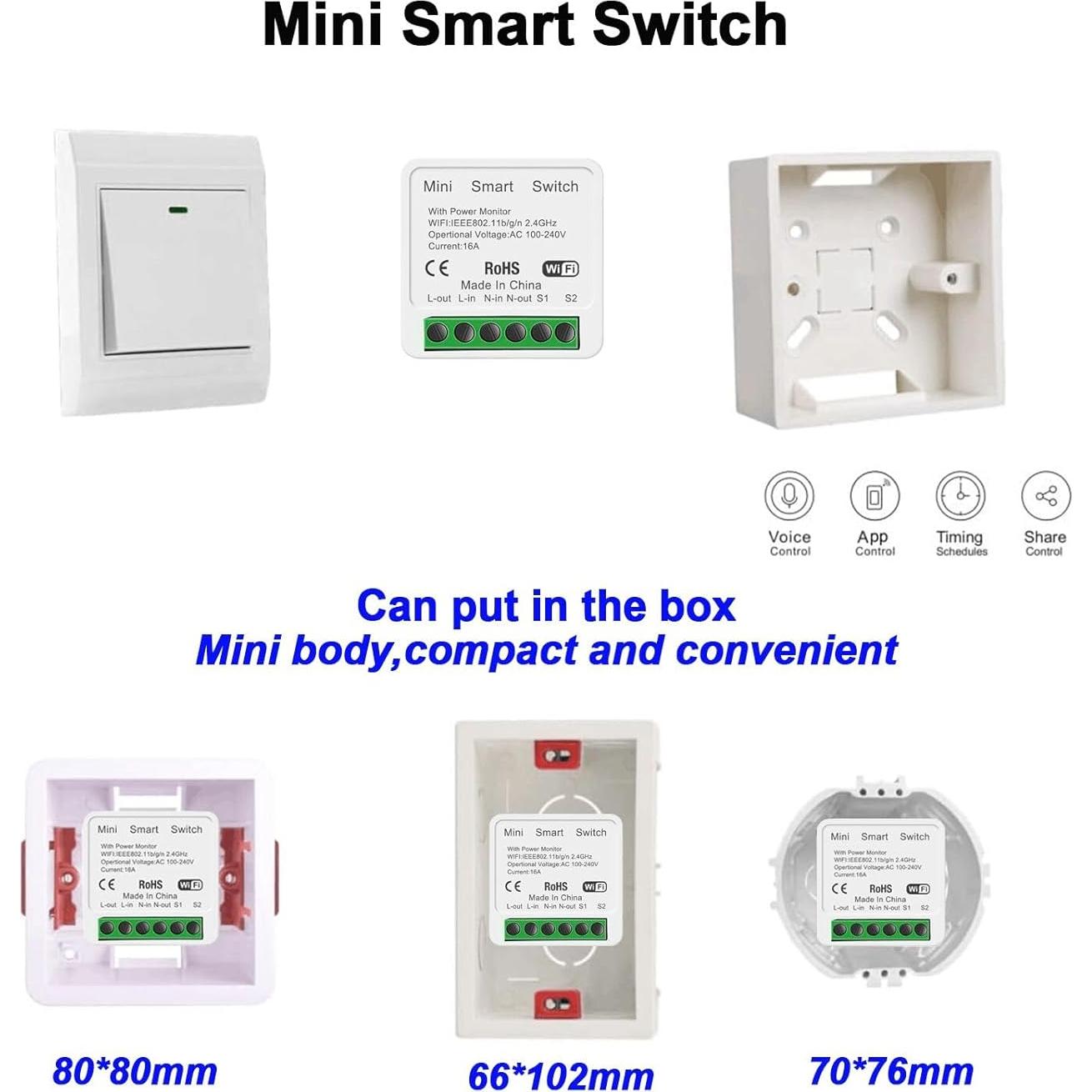 Interruptor de Luz Inteligente WiFi Bkiyougo 4 Paquete 16A