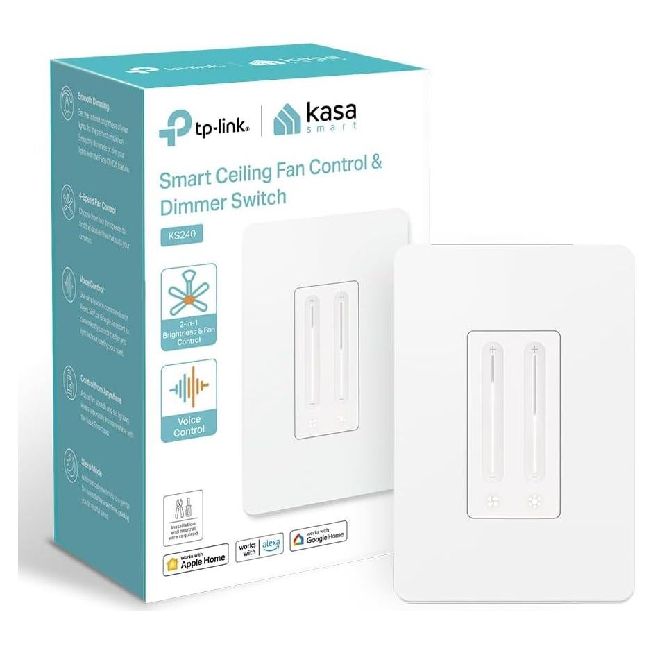 Control de Ventilador Inteligente Kasa KS240 | 4 Velocidades y Luz Ajustable
