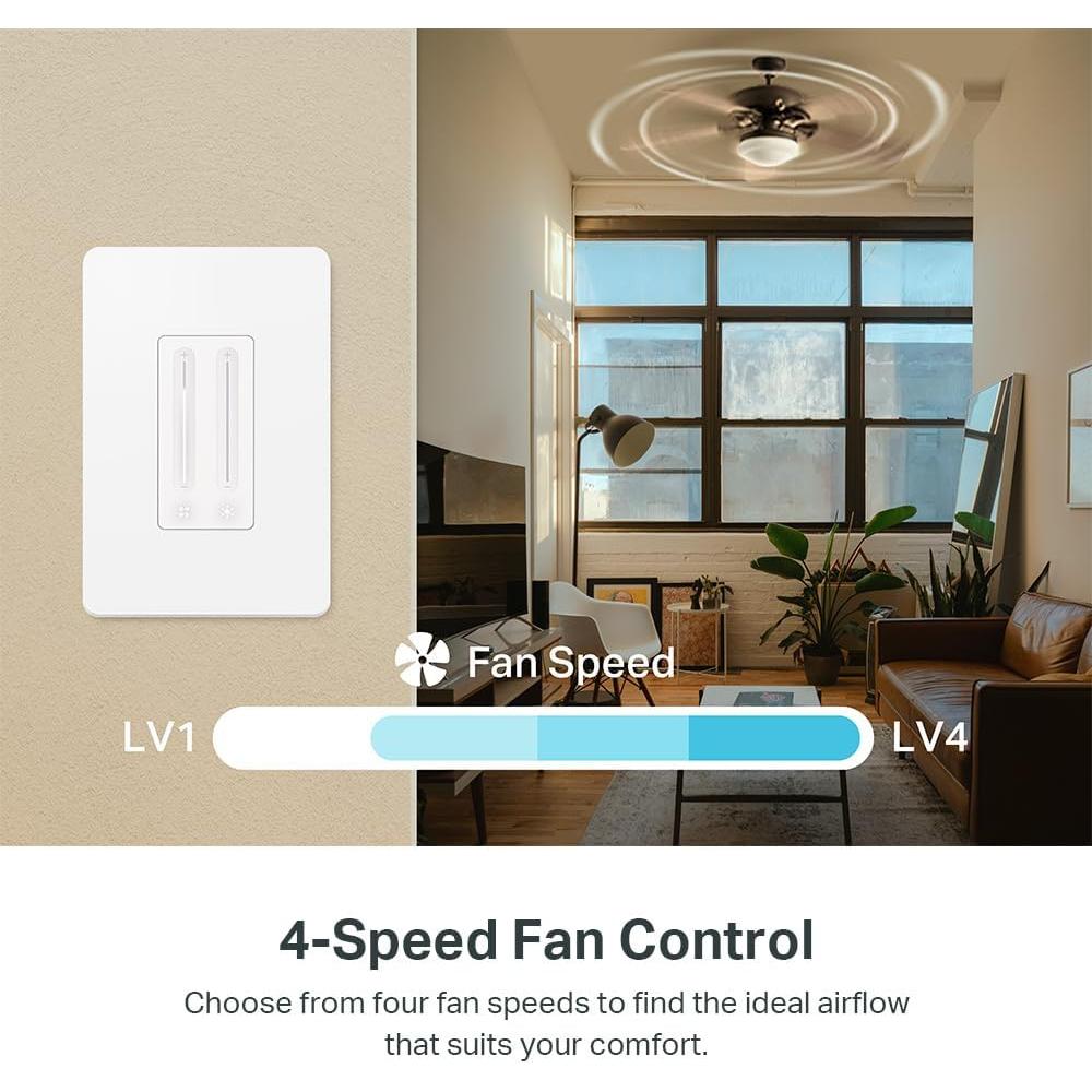 Control de Ventilador Inteligente Kasa KS240 | 4 Velocidades y Luz Ajustable