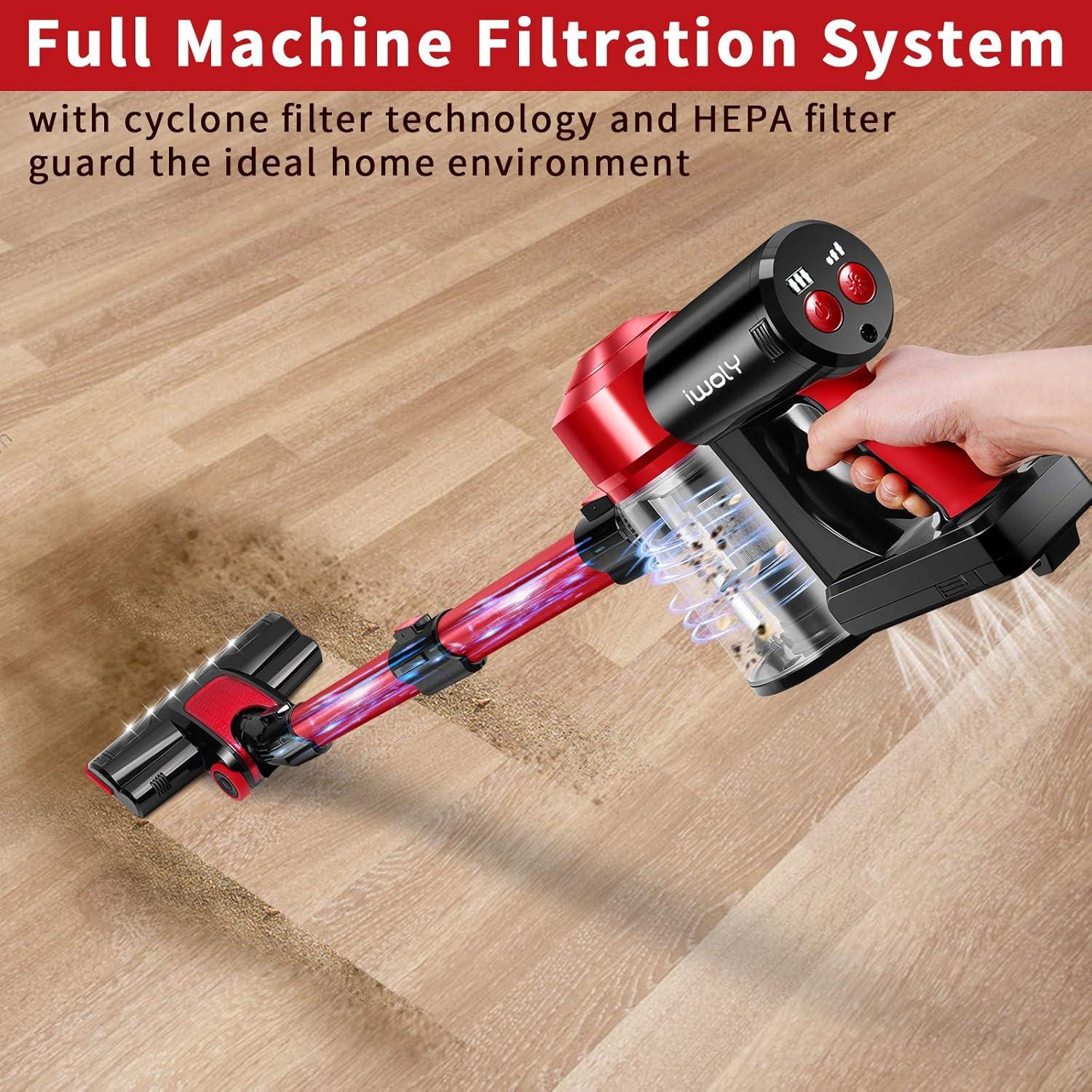 Aspiradora Inalámbrica iwoly C150 18000Pa 2200mAh Roja