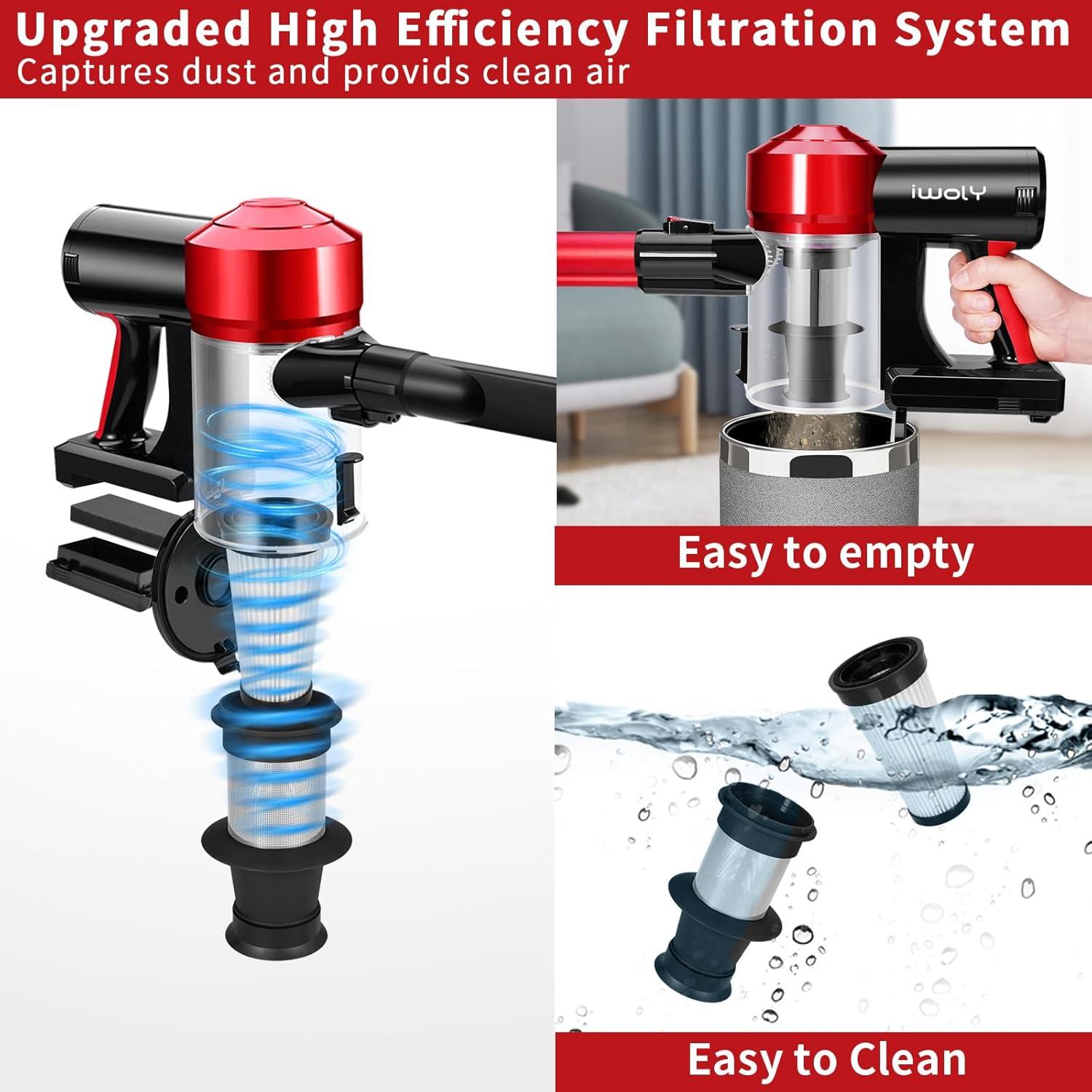 Aspiradora Inalámbrica iwoly C150 18000Pa 2200mAh Roja