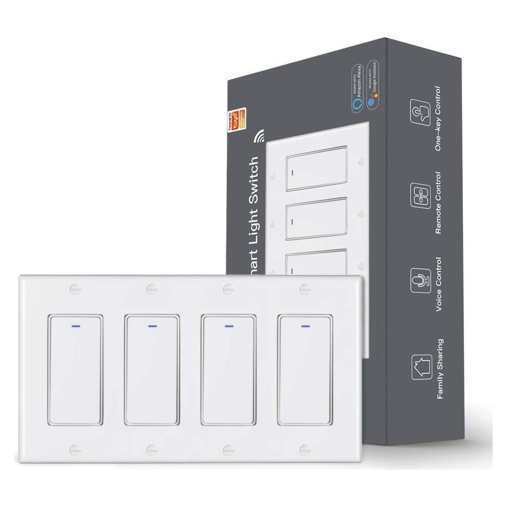 Interruptor de Luz Inteligente MoesGo WiFi 4 Gang Blanco