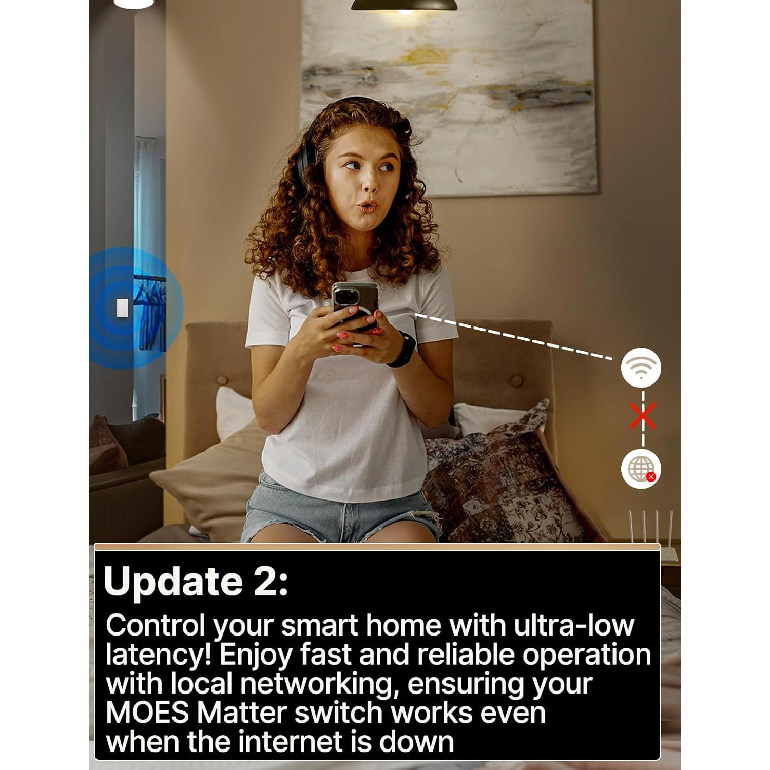 Interruptor de Pared Táctil Inteligente MOES Matter Blanco 1 Gang