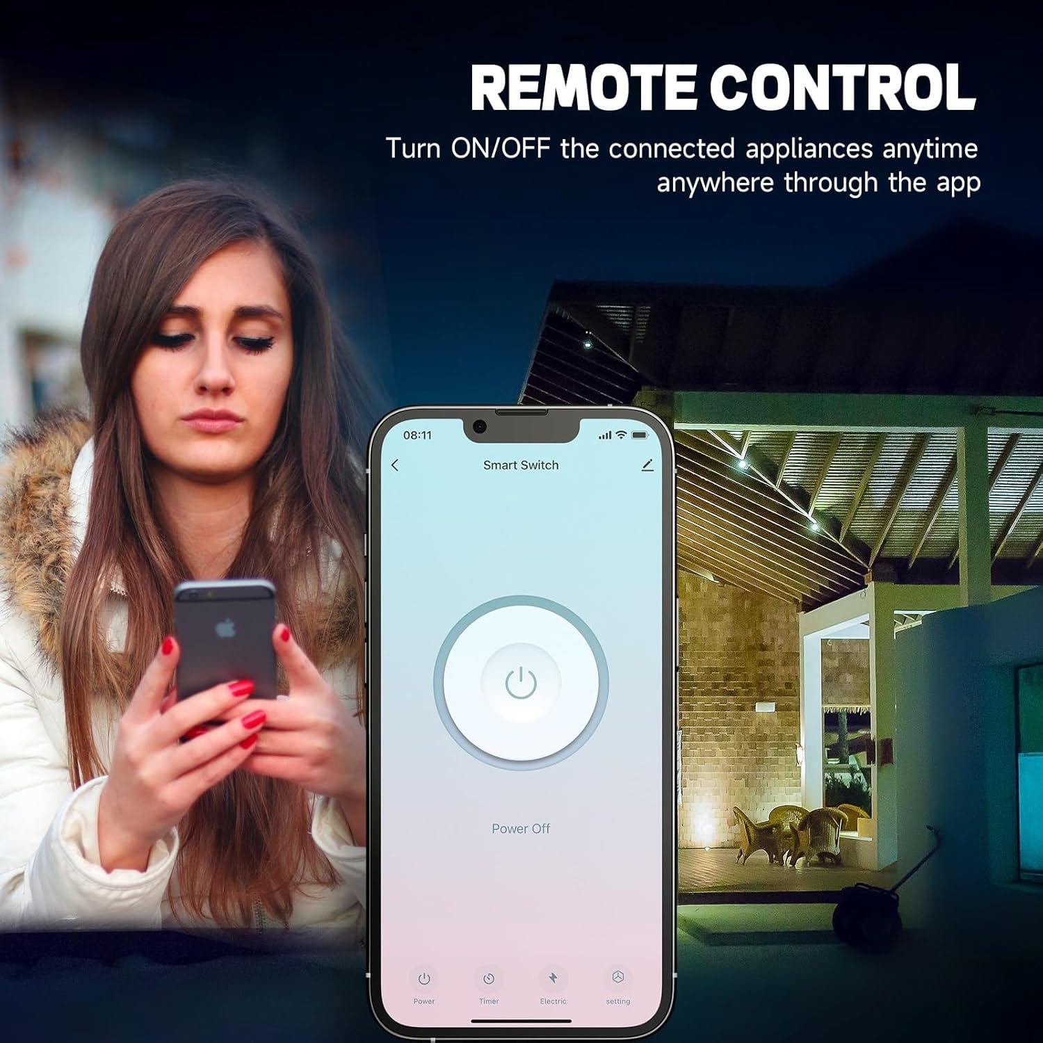 Interruptor de Luz Inteligente JUNLIT 2.4GHz Wi-Fi Alexa 10A