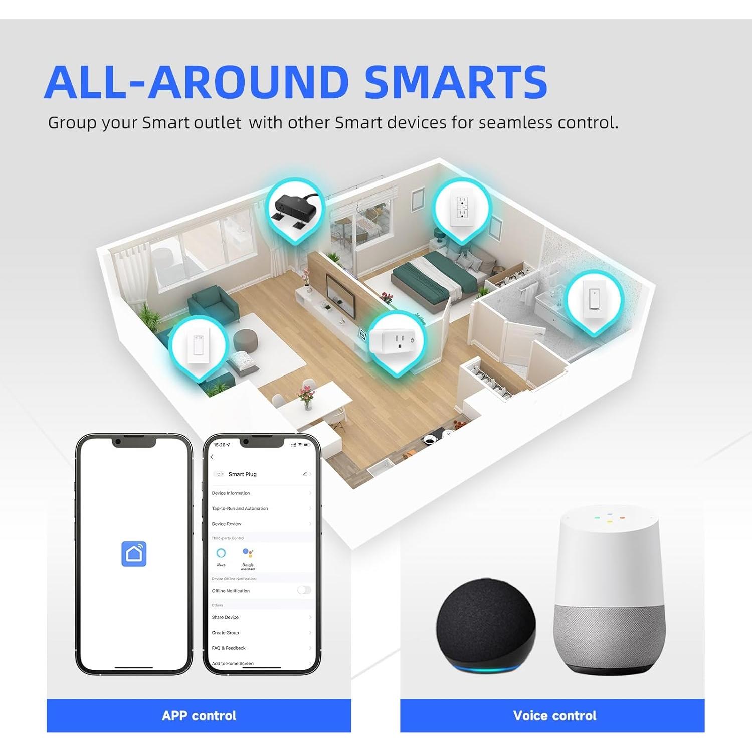 Interruptor de Luz Inteligente JUNLIT 2.4GHz Wi-Fi Alexa 10A
