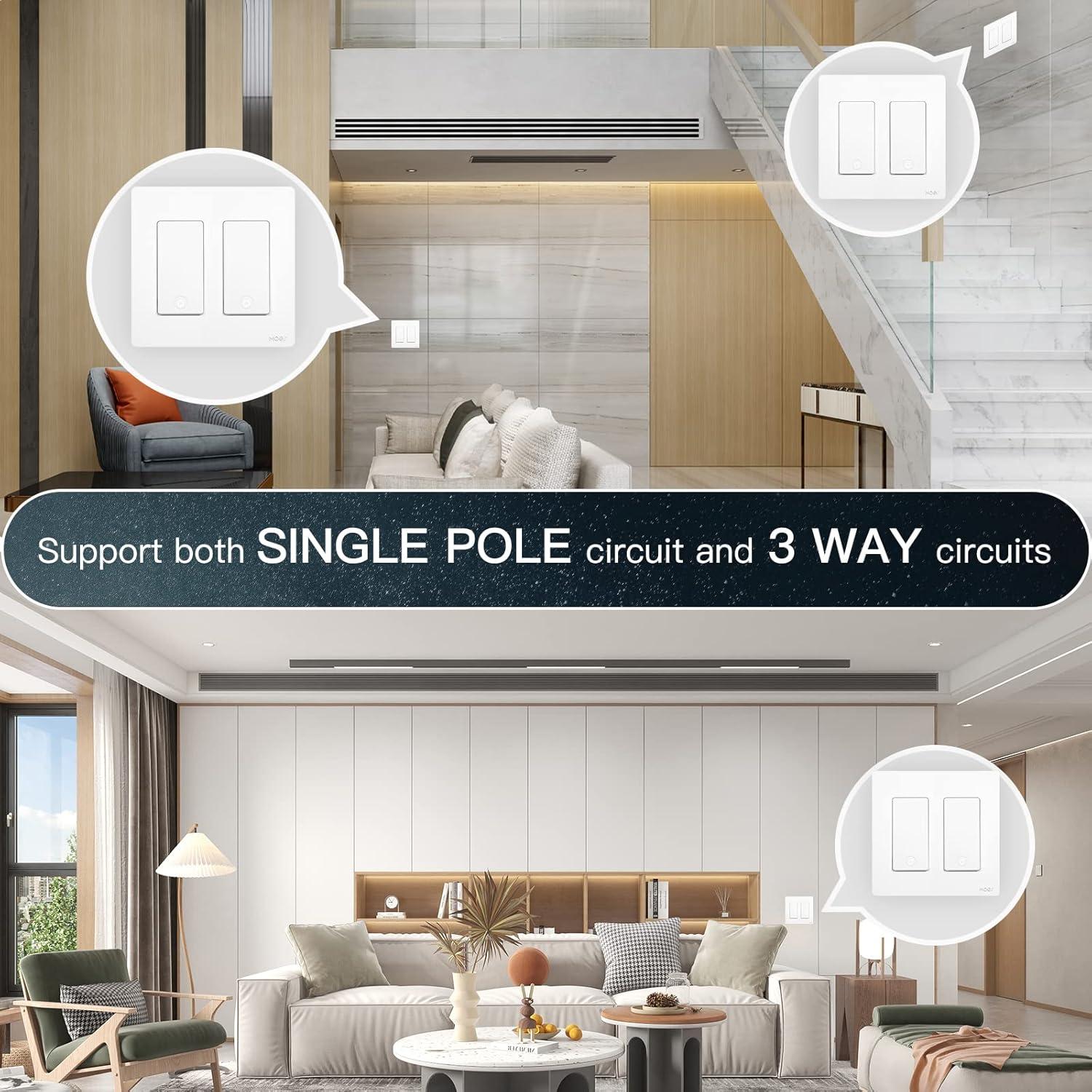 Interruptor de Luz Inteligente MoesGo WiFi 2 Gang Control Remoto